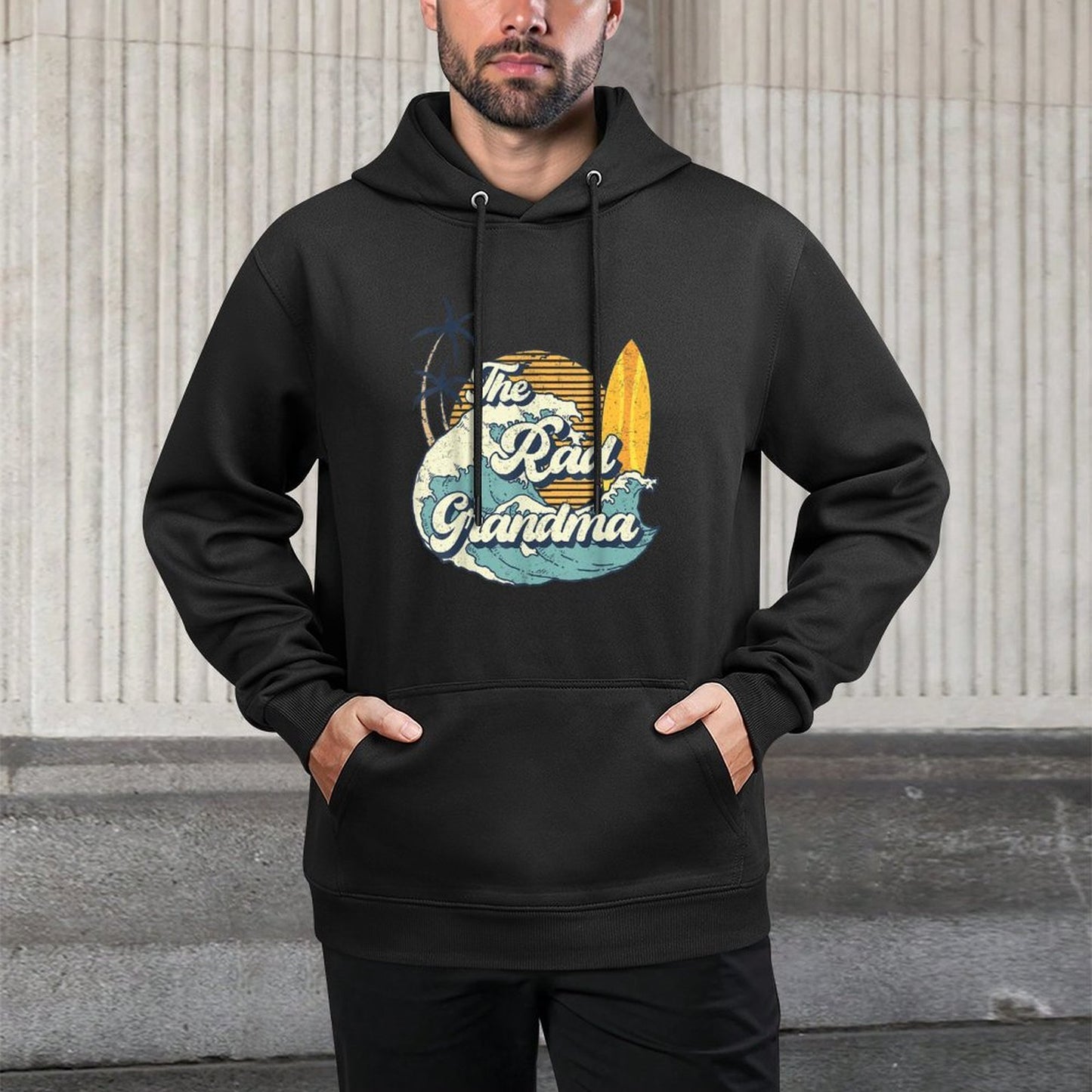 The Rad Grandma Big One Surf Birthday Decorations Grandmom Versatile Streetwear Hoodie