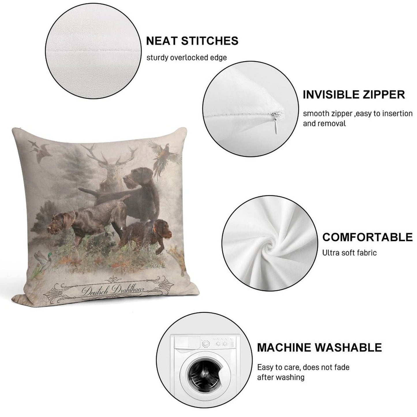 The German Wirehaired Pointers Soft Gift Ready Throw Pillow