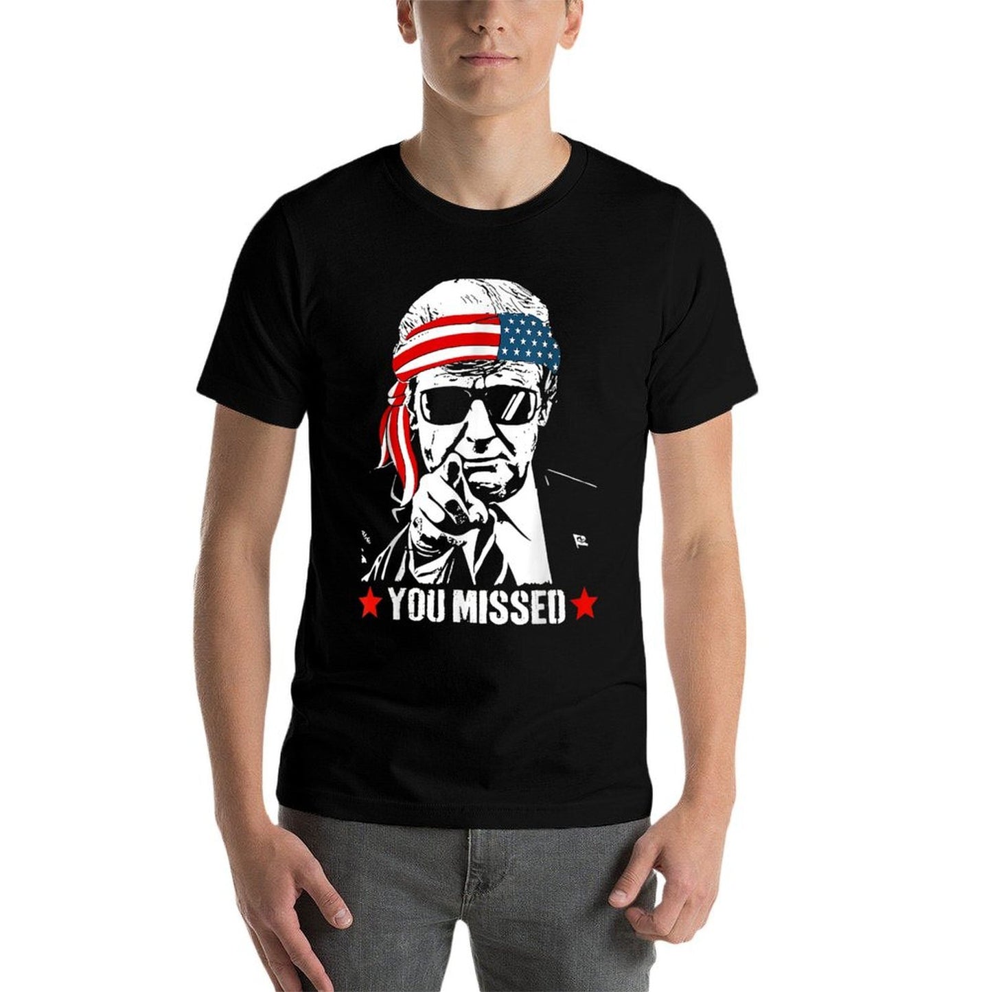 You Missed, You Missed Trump 2024 You Missed, Small, Black Trendy Pattern T-Shirt