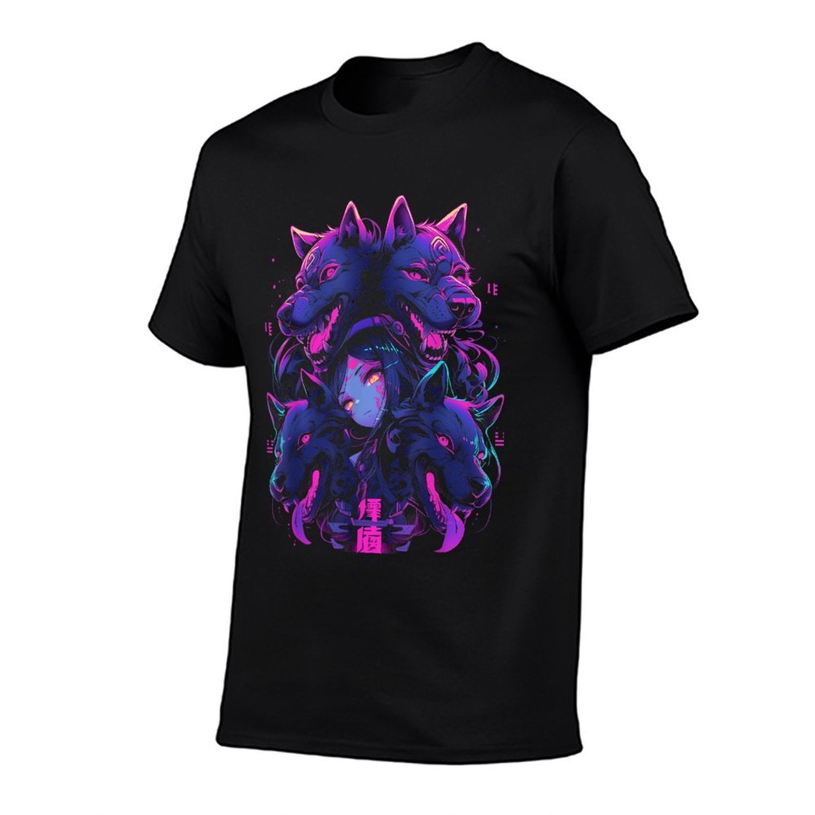 Anime Manga Cyberpunk Aesthetic Techwear Harajuku  Wolf  Relaxed-fit T-Shirt