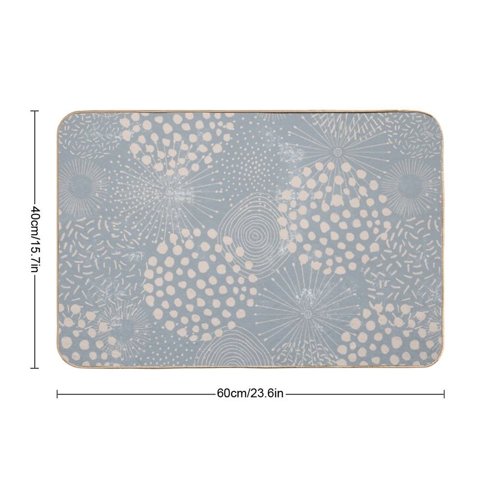 Blue  Abstract Geometric Repeat Pattern  Toxin-Free Bath Mat