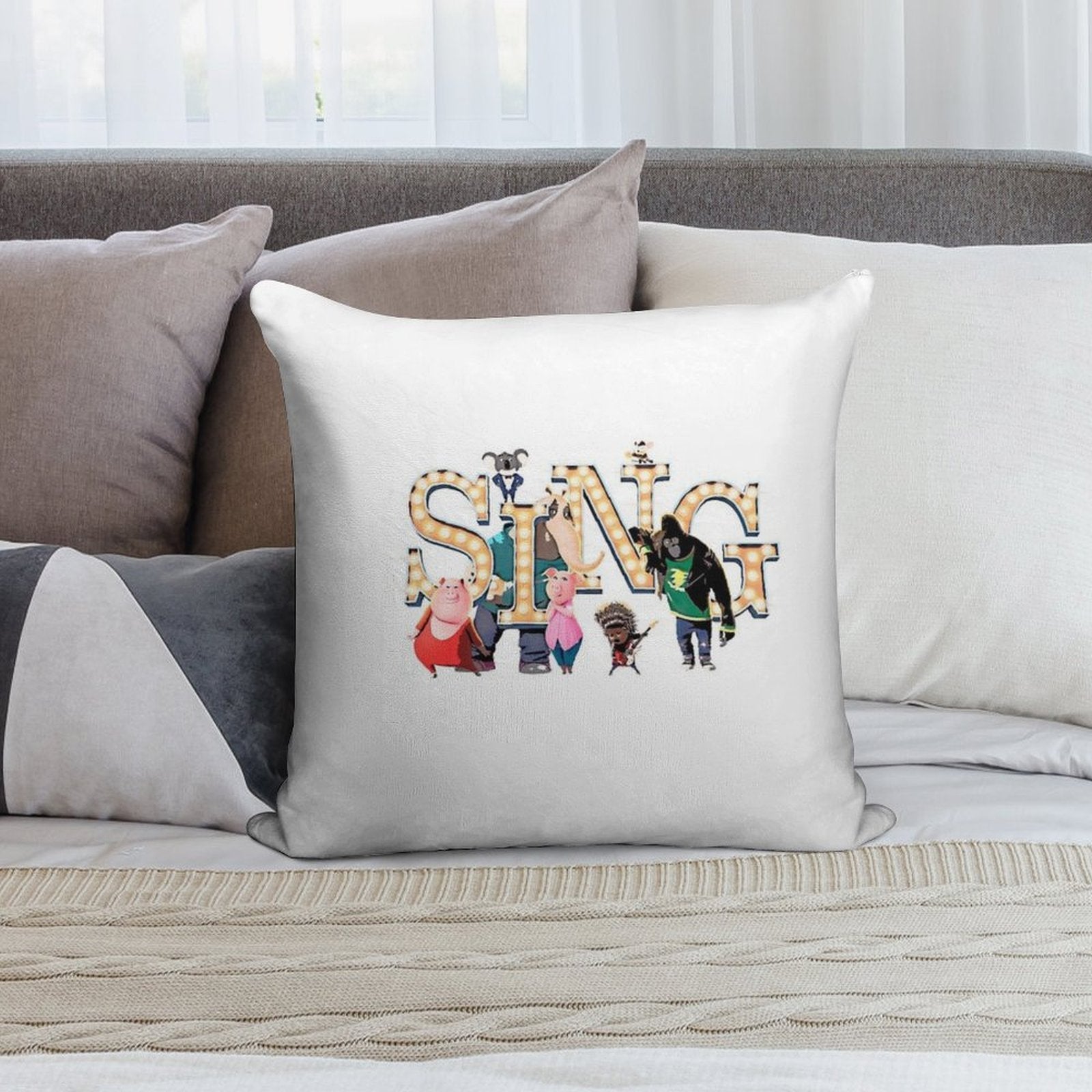 Sing Movie Picture Style Soft Home Decor Throw Pillow