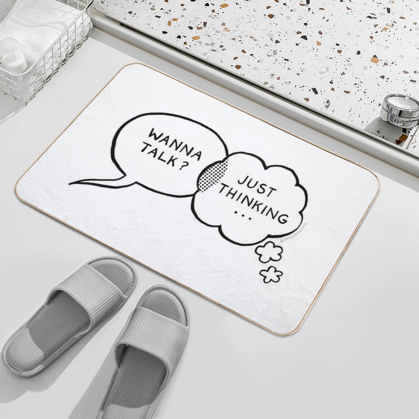 Speech And Thought Bubbles Chatting  Odorless Bath Mat