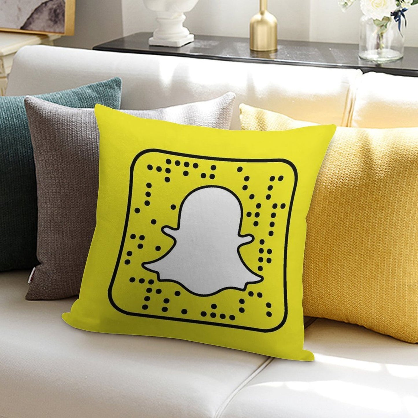 Snapchat Logo Pillow Soft Luxury Feel Throw Pillow