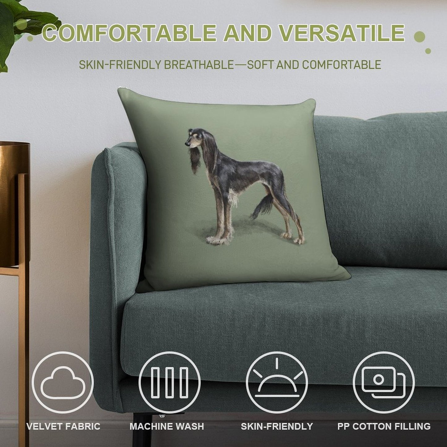 The Saluki Soft Skin-Friendly Throw Pillow