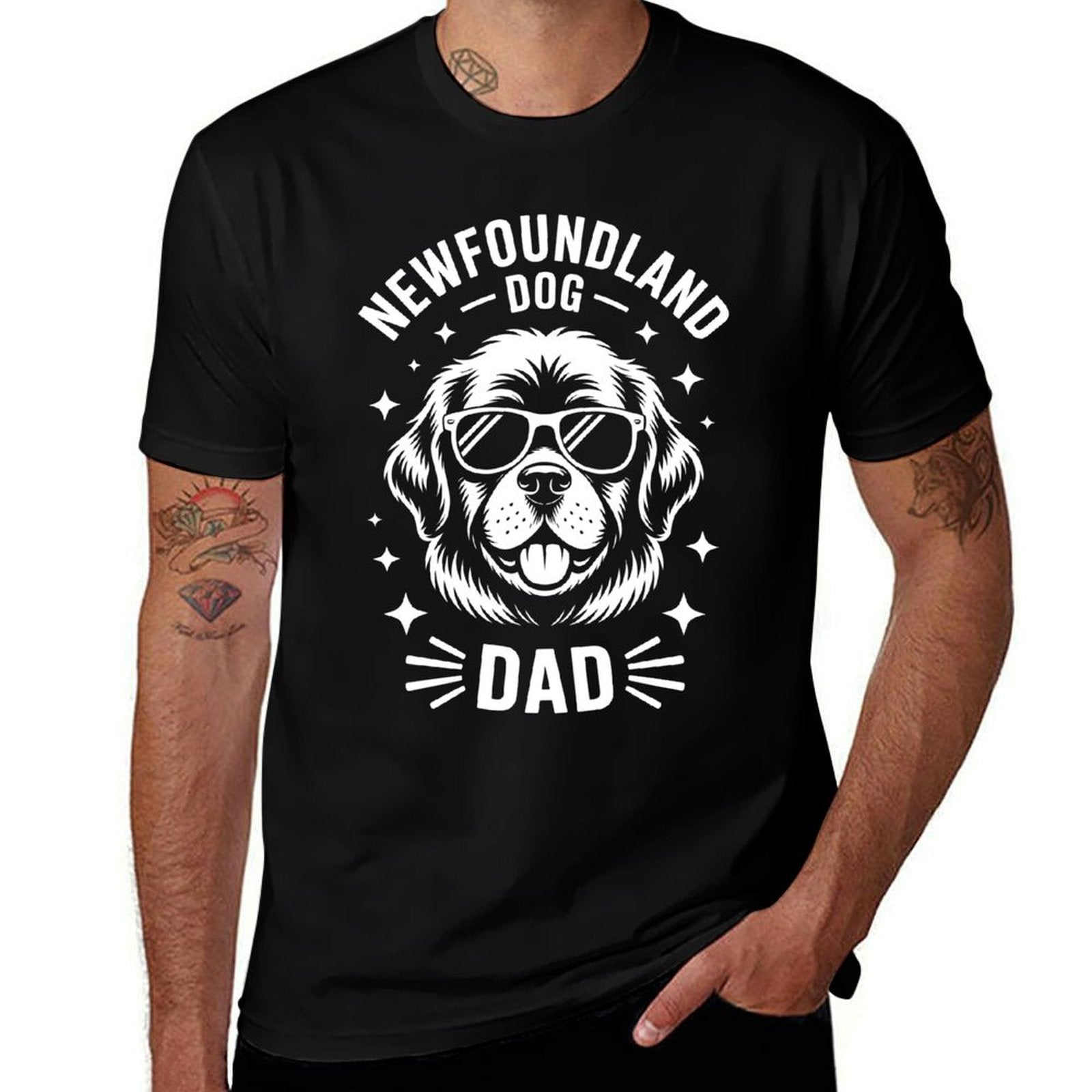 Newfoundland Dog Dad Newfie Funny Newfoundland Dog  High-quality Stitching T-Shirt