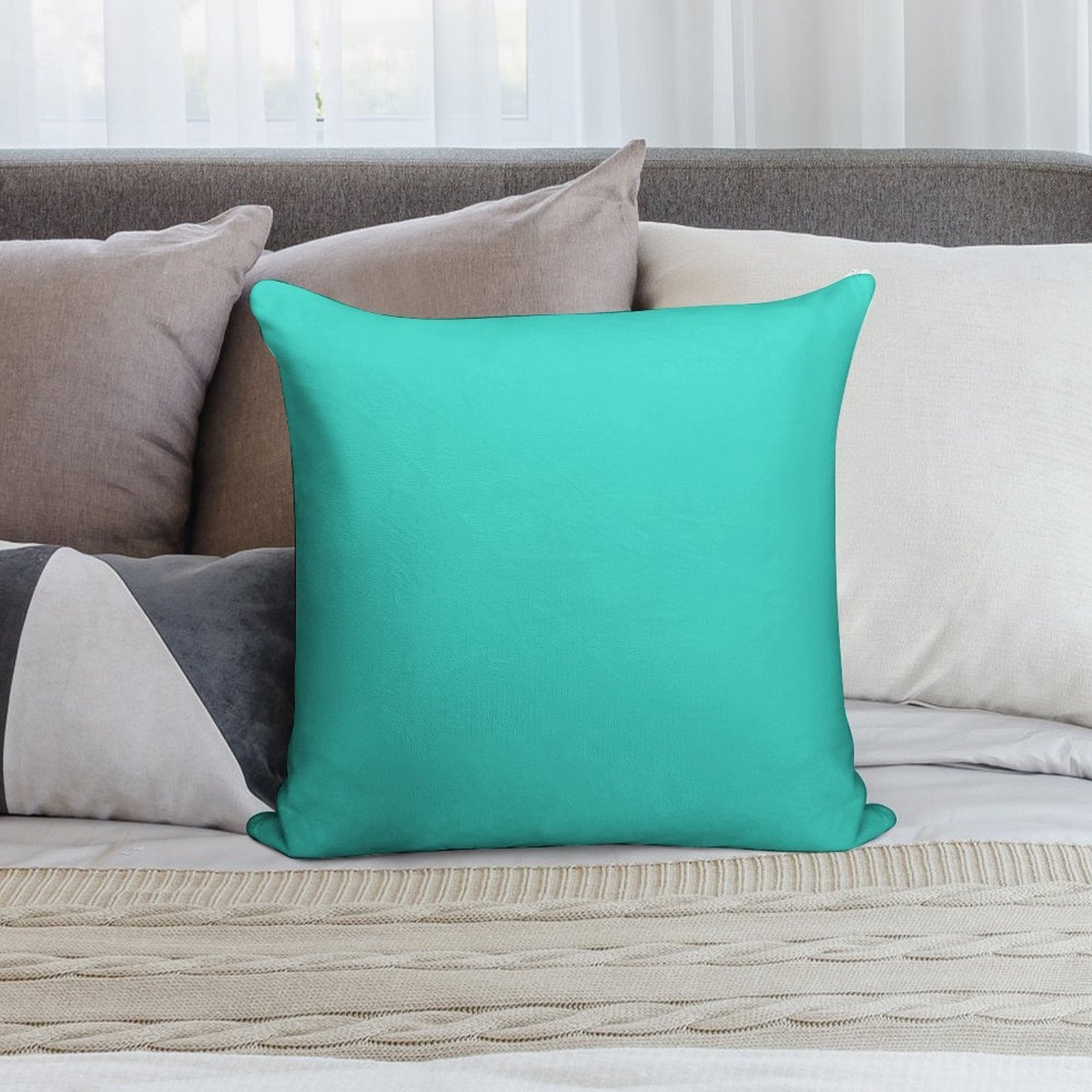 PLAIN TURQUOISE -100 TURQUOISE AND AQUA  AND CYAN SHADES ON OZCUSHIONS ON ALL PRODUCTS Soft Style Accent Throw Pillow