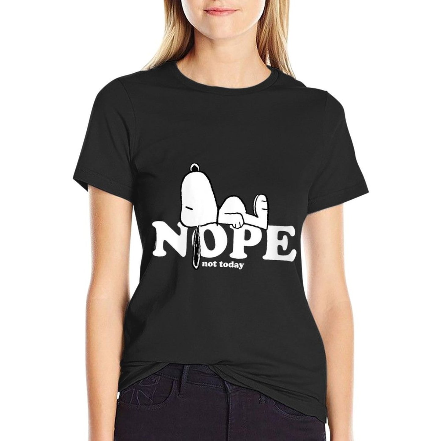 Womens Snoopy Nope Trendy Pattern T-Shirt