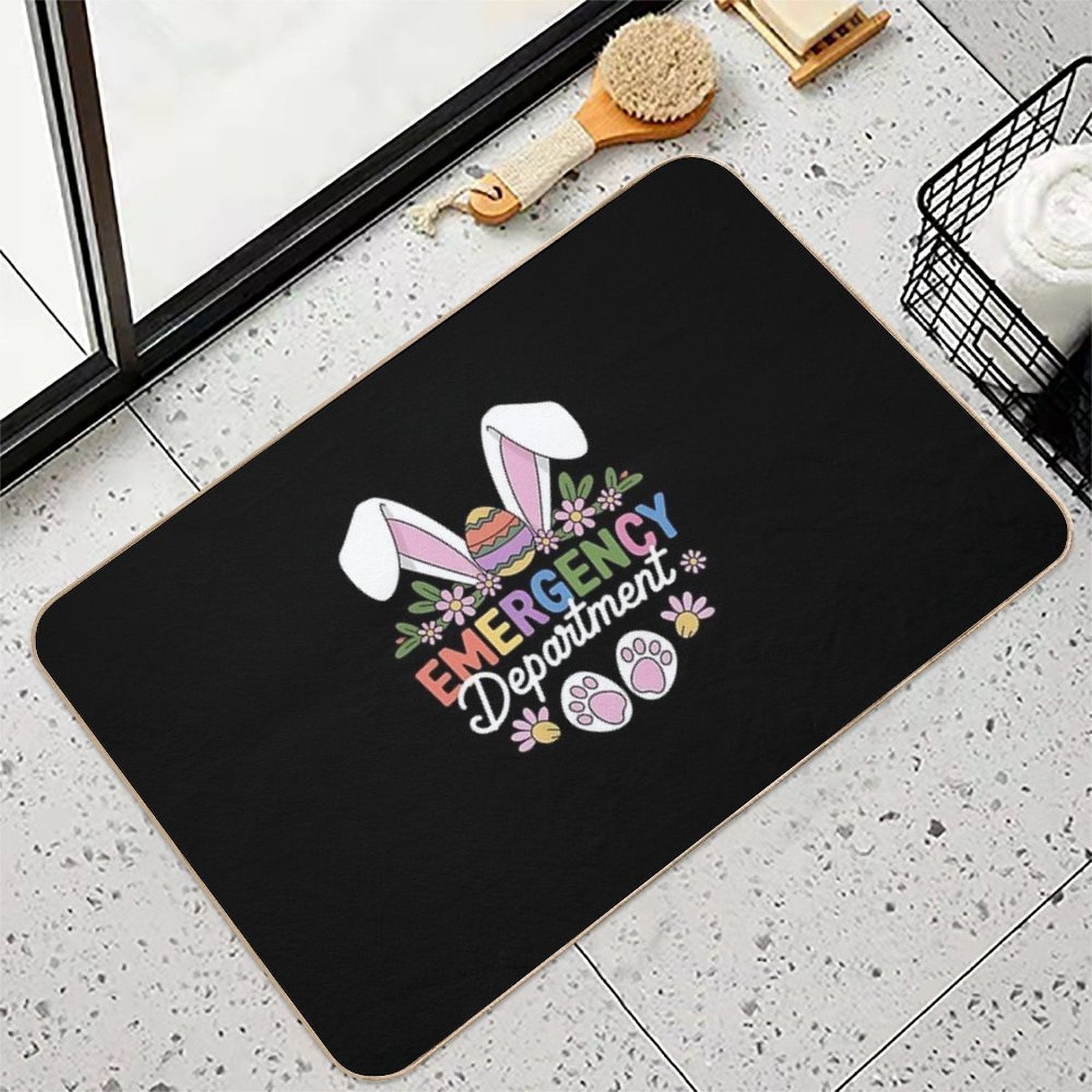 Emergency Department Easter Bunny  Stain-Proof Bath Mat