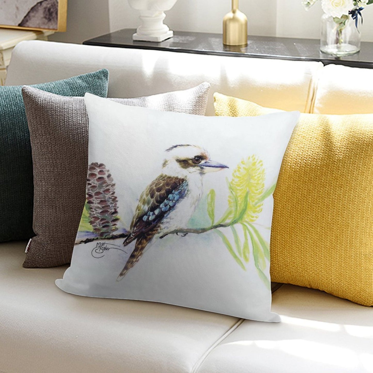 The Contented Kookaburra Soft Hidden Zipper Throw Pillow