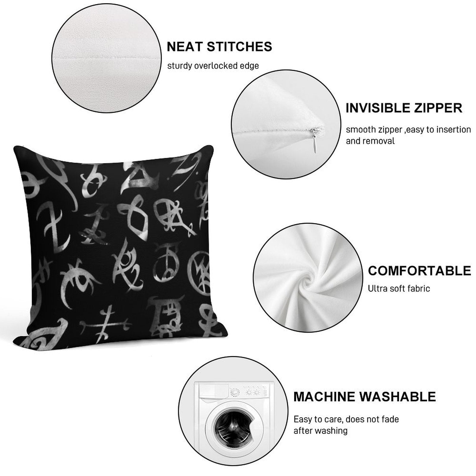 Silver Runes Soft Anti-Pilling Throw Pillow