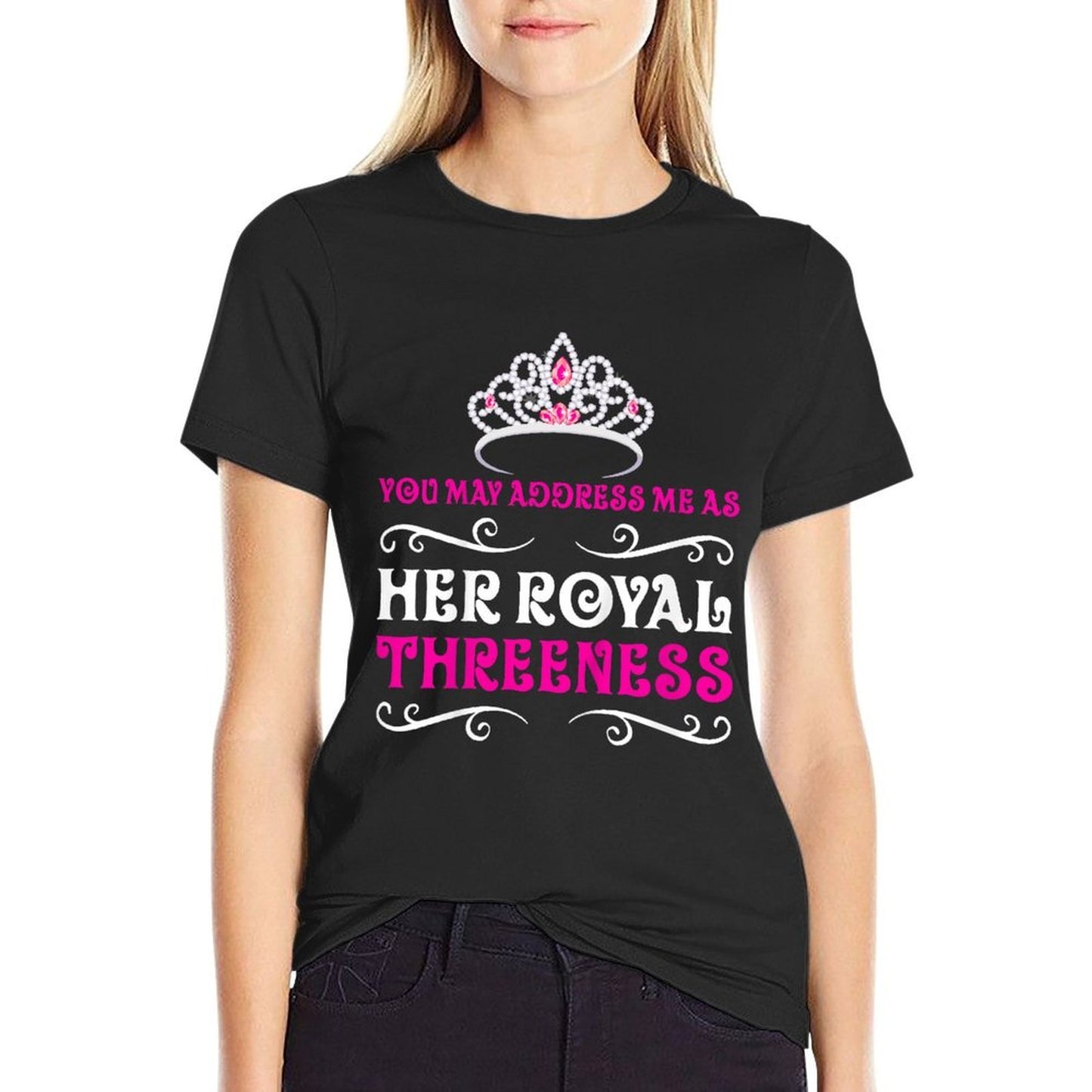 3 Year Old Princess Birthday Party Royal Threeness 3rd Gift Eco-friendly Material T-Shirt