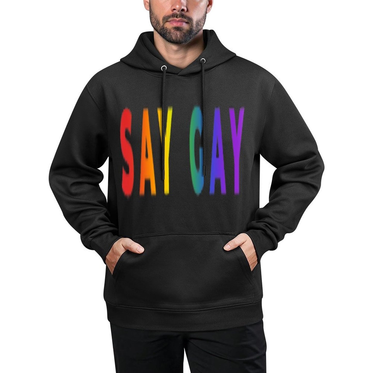 Small Say Gay Rainbow Subtle Pride Florida Equality LGBTQ Cotton-Polyester Blend Hoodie