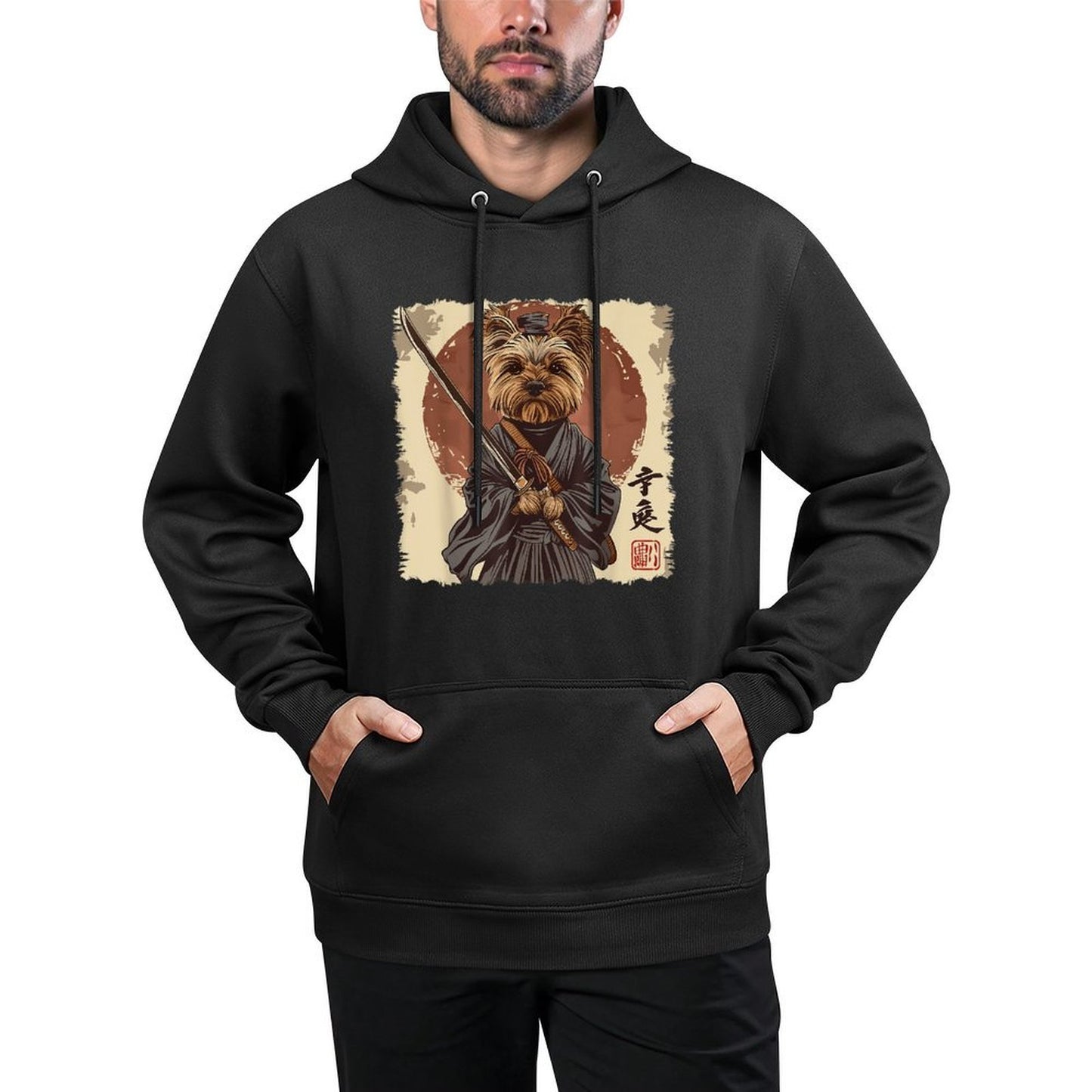 Yorkshire Terrier Yorkie Dog Japanese Art Samurai Ukiyo-e Colorfast Hoodie