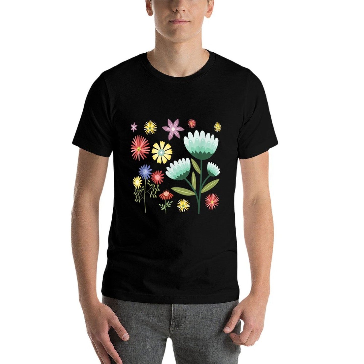 Vintage Inspired Botanical Flower Summer-ready Fabric T-Shirt