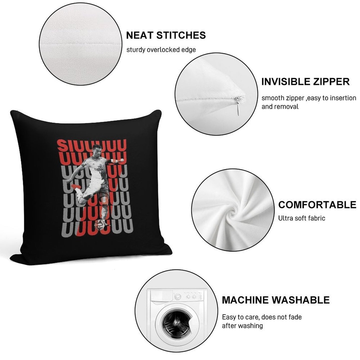 Siuuuuuu Cristiano Ronaldo Soft Anti-Pilling Throw Pillow