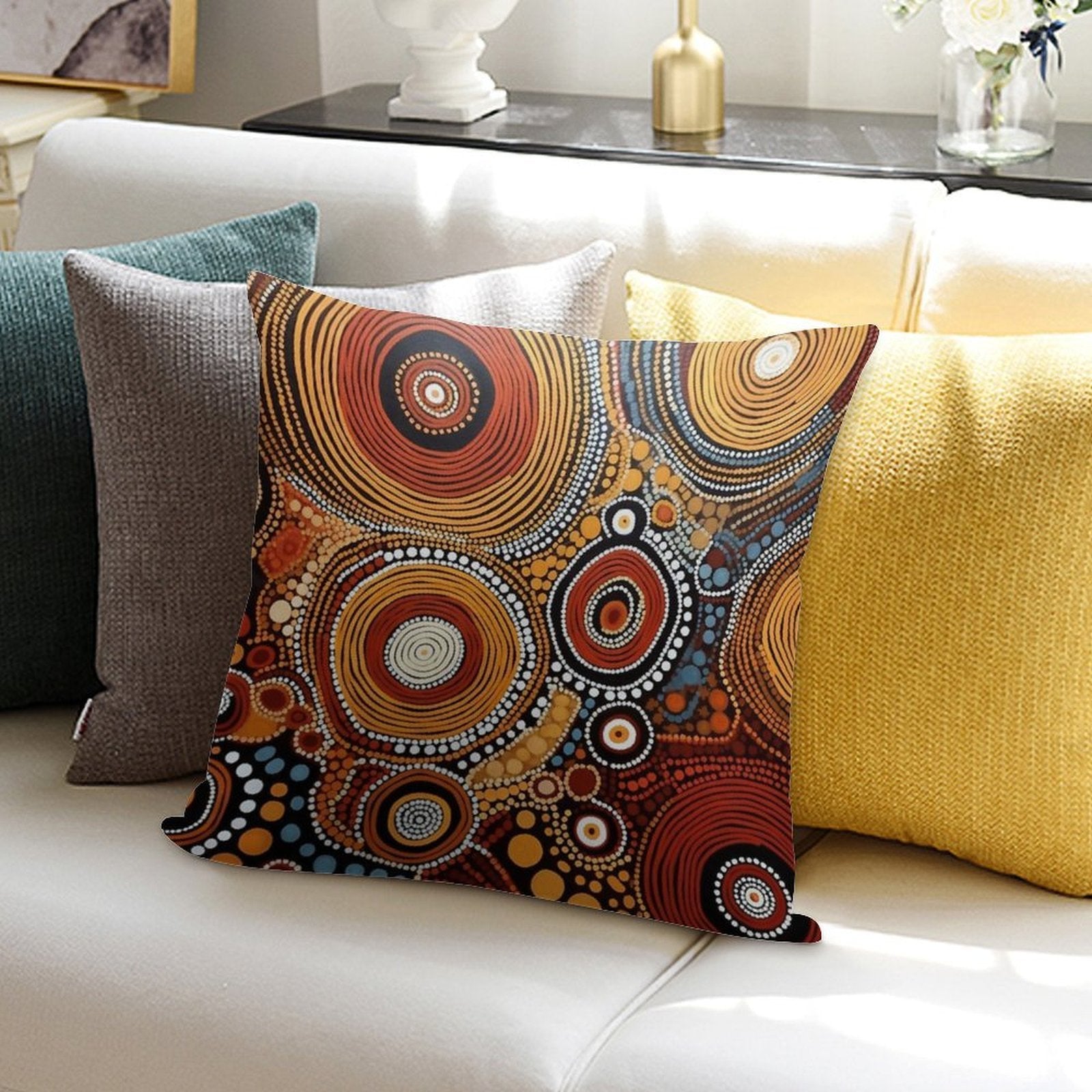 Aboriginal Art Print Soft Home Decor Throw Pillow