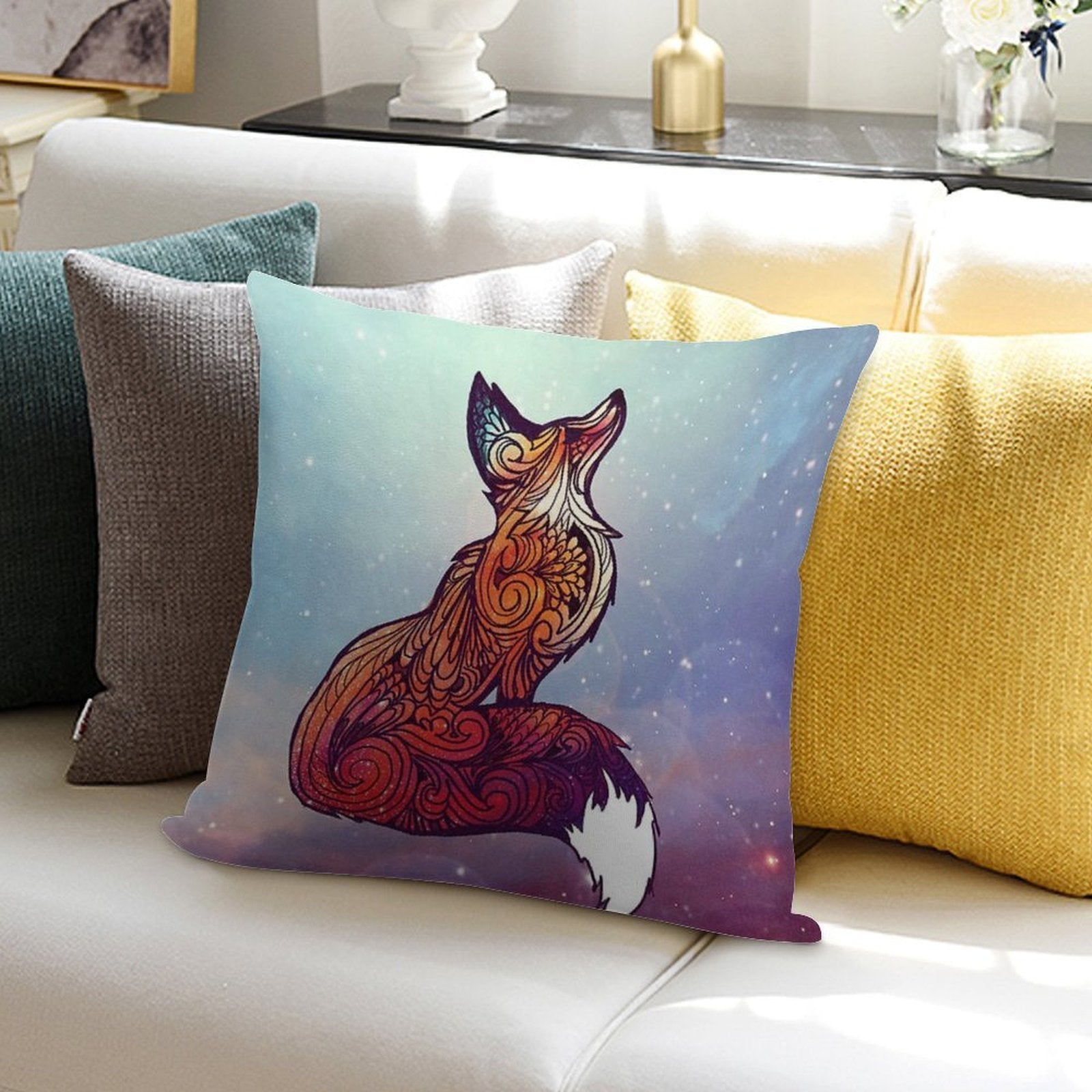 Space Fox Soft Reinforced Edging Throw Pillow