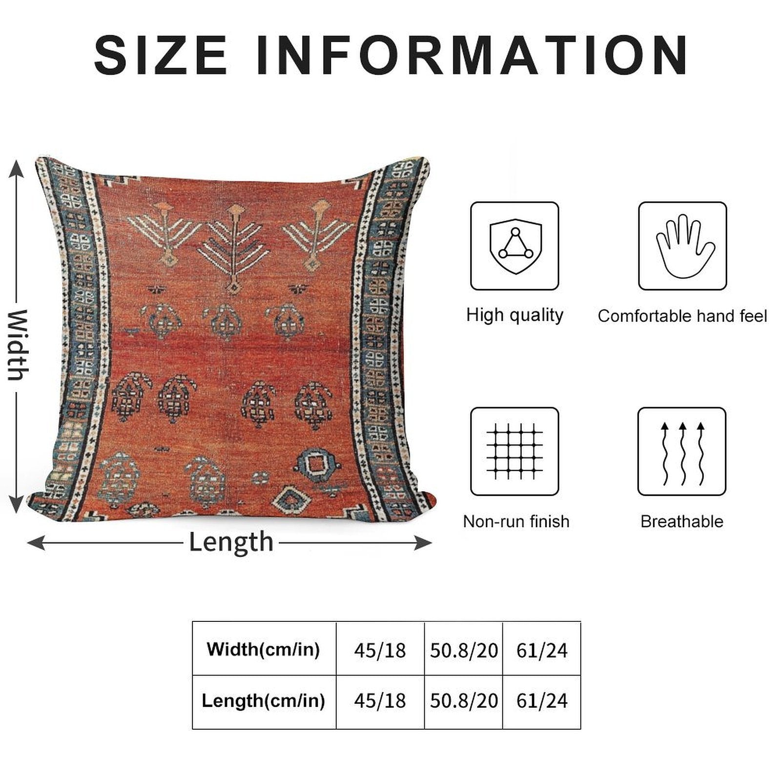 Bakhshaish Azerbaijan Northwest Persian Carpet Print Soft Skin-Friendly Throw Pillow