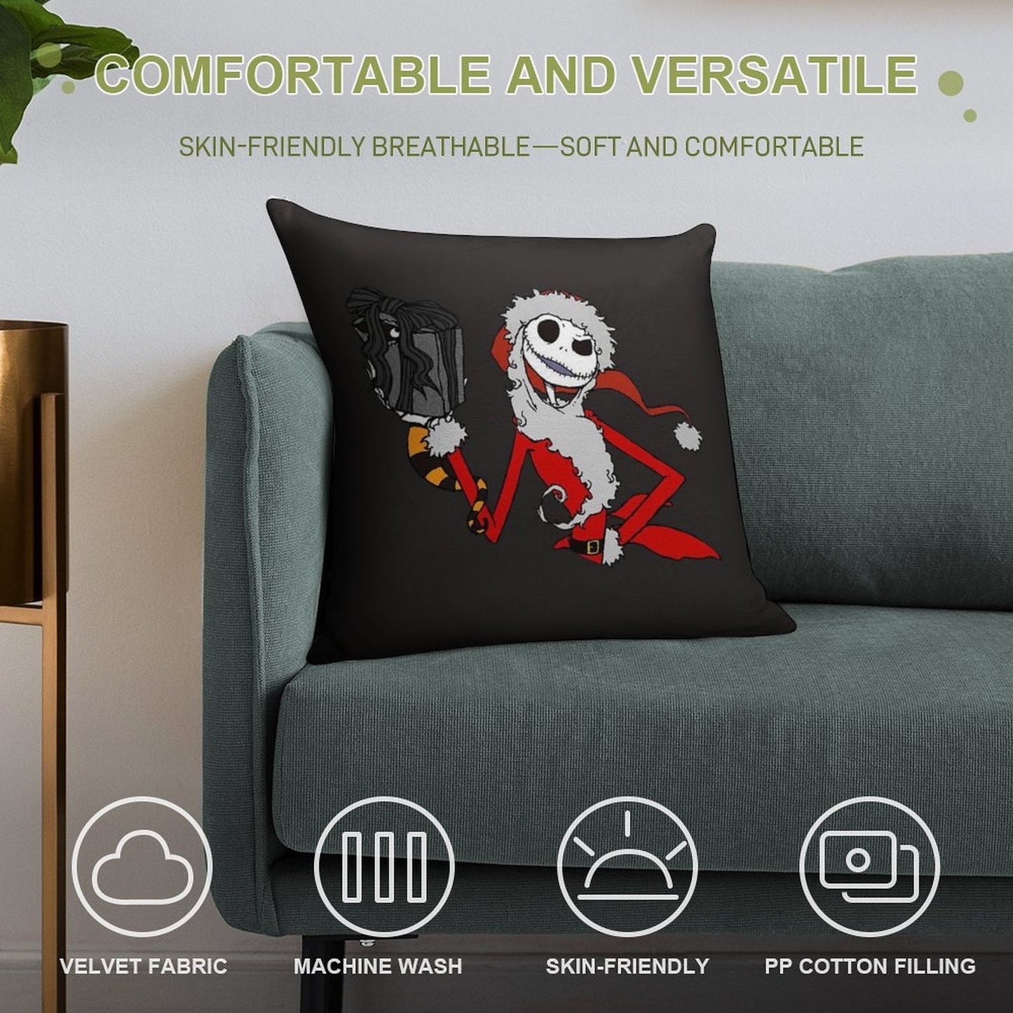 The Nightmare before Christmas Soft Shrink-Resistant Throw Pillow