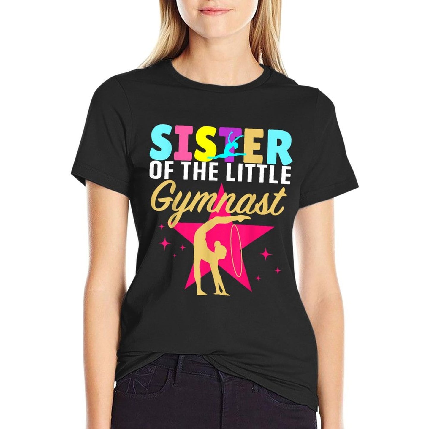 Sister Little Gymnast Girl Birthday Gymnastics Themed Party  Summer-ready Fabric T-Shirt
