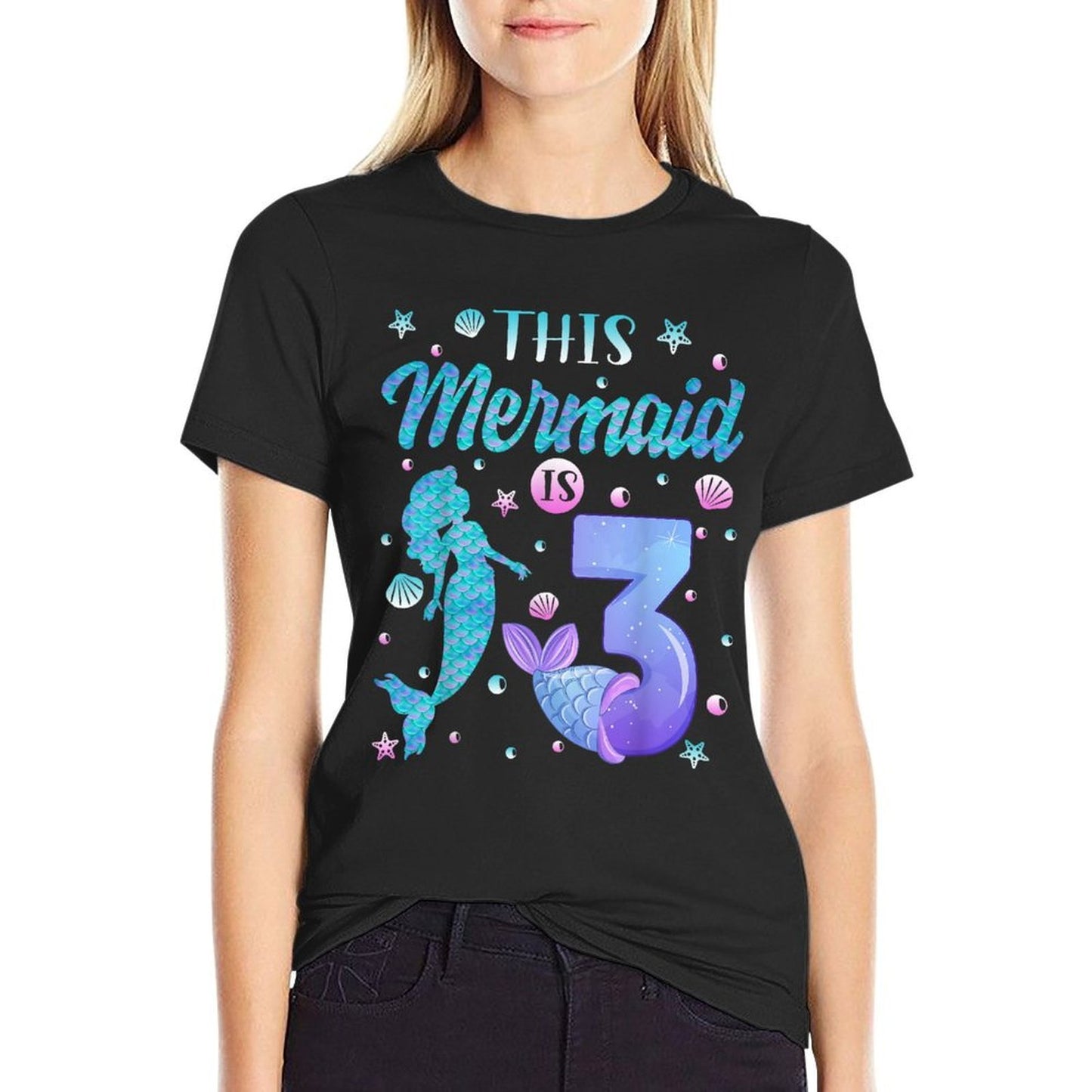 This Mermaid Is 3 Years Old 3rd Birthday Girl Mermaid Lover  Relaxed-fit T-Shirt