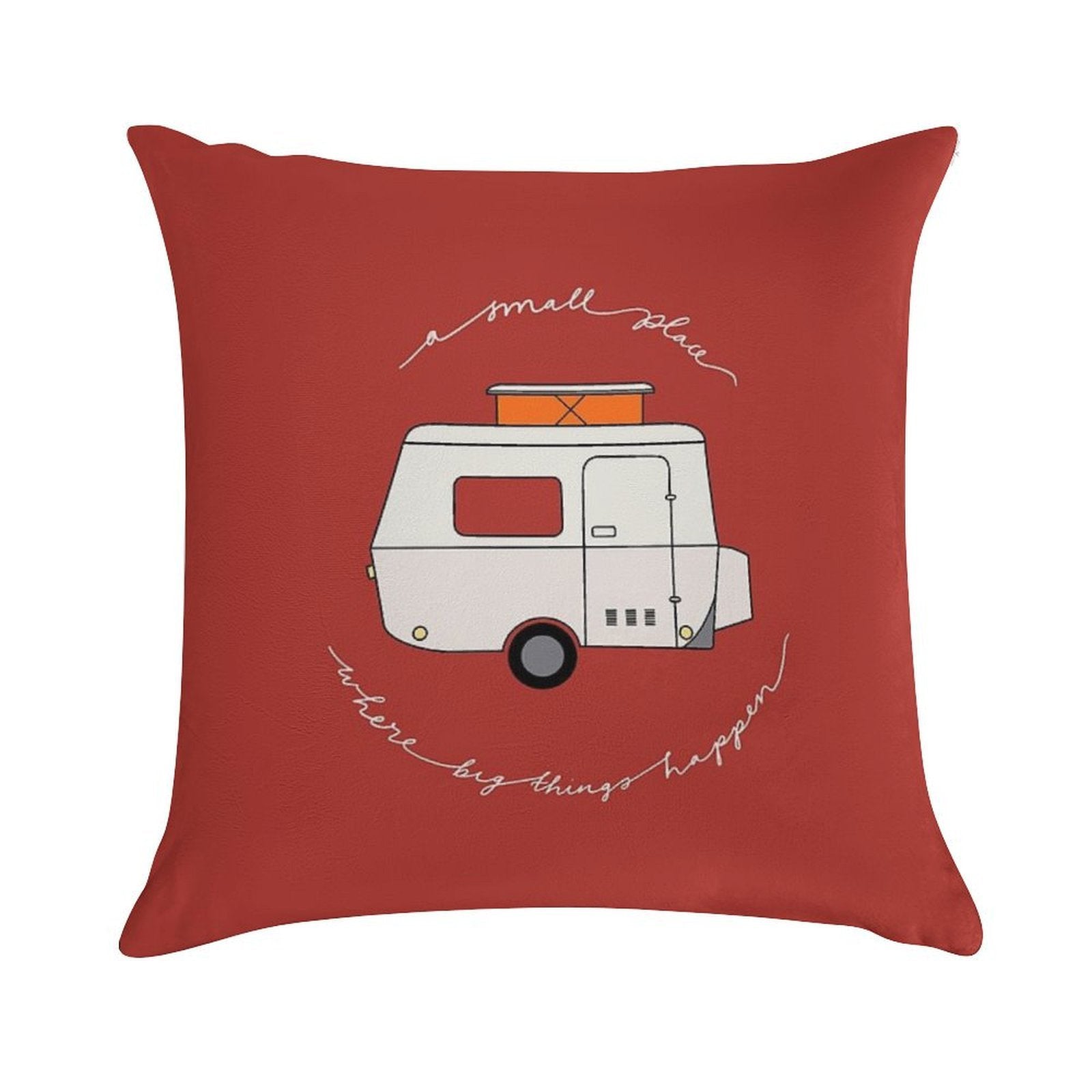 A Small Place Where Big Things Happen - Red Soft Short Plush Fabric Throw Pillow