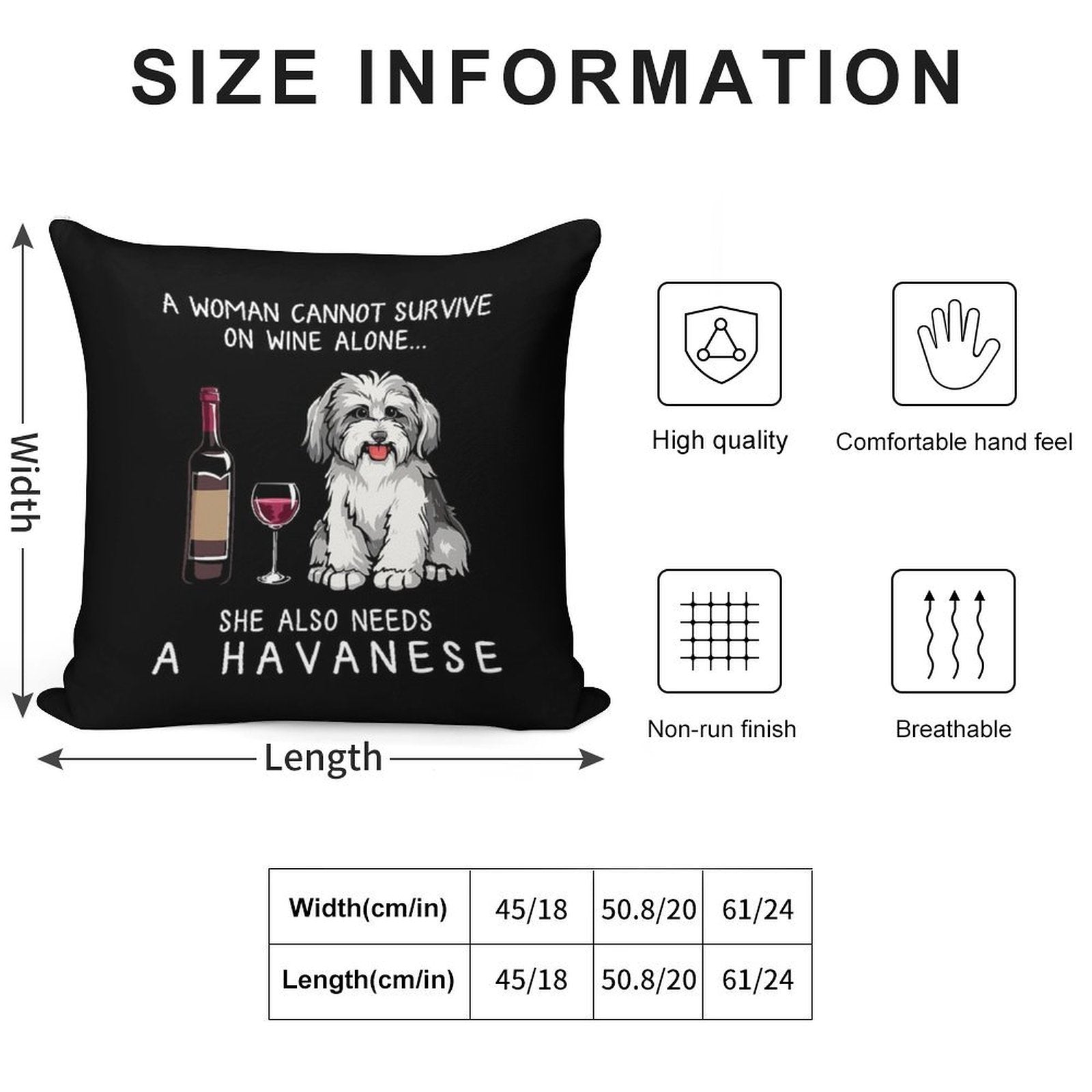 Havanese And Wine Funny Dog Soft Home Decor Throw Pillow