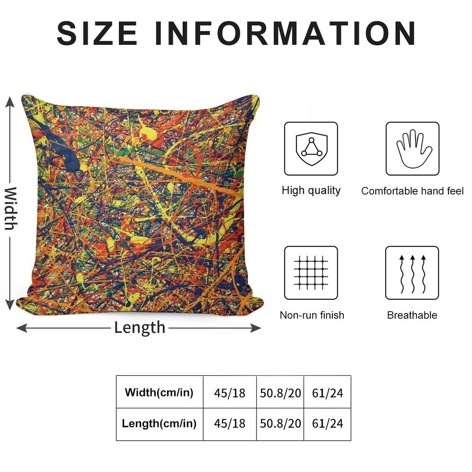Modern Abstract Jackson Pollock Painting Original Art Titled Constant Harmony Soft High-Density Material Throw Pillow