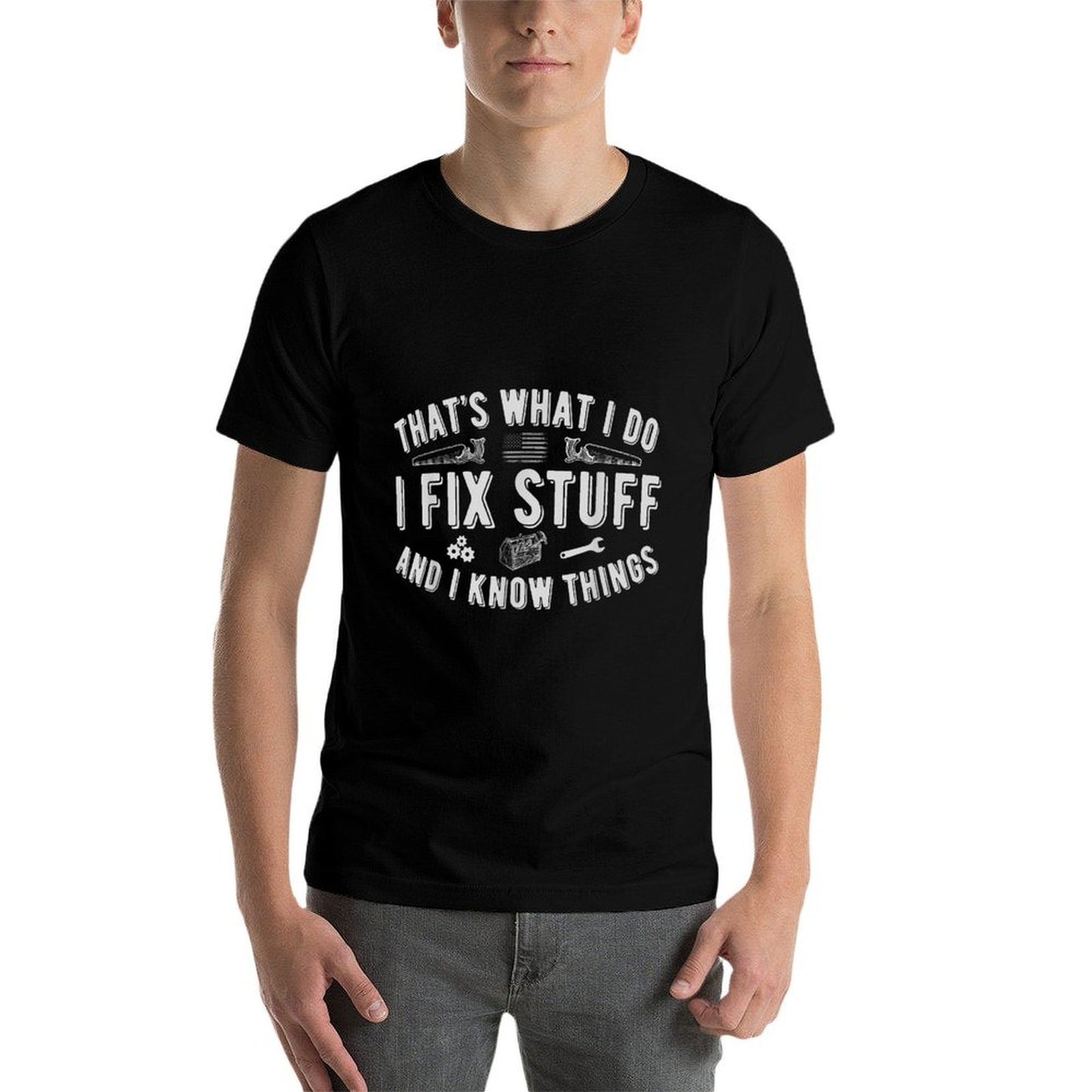 Thats What I Do I Fix Stuff And I Know Things Dad Funny Oversized Silhouette T-Shirt