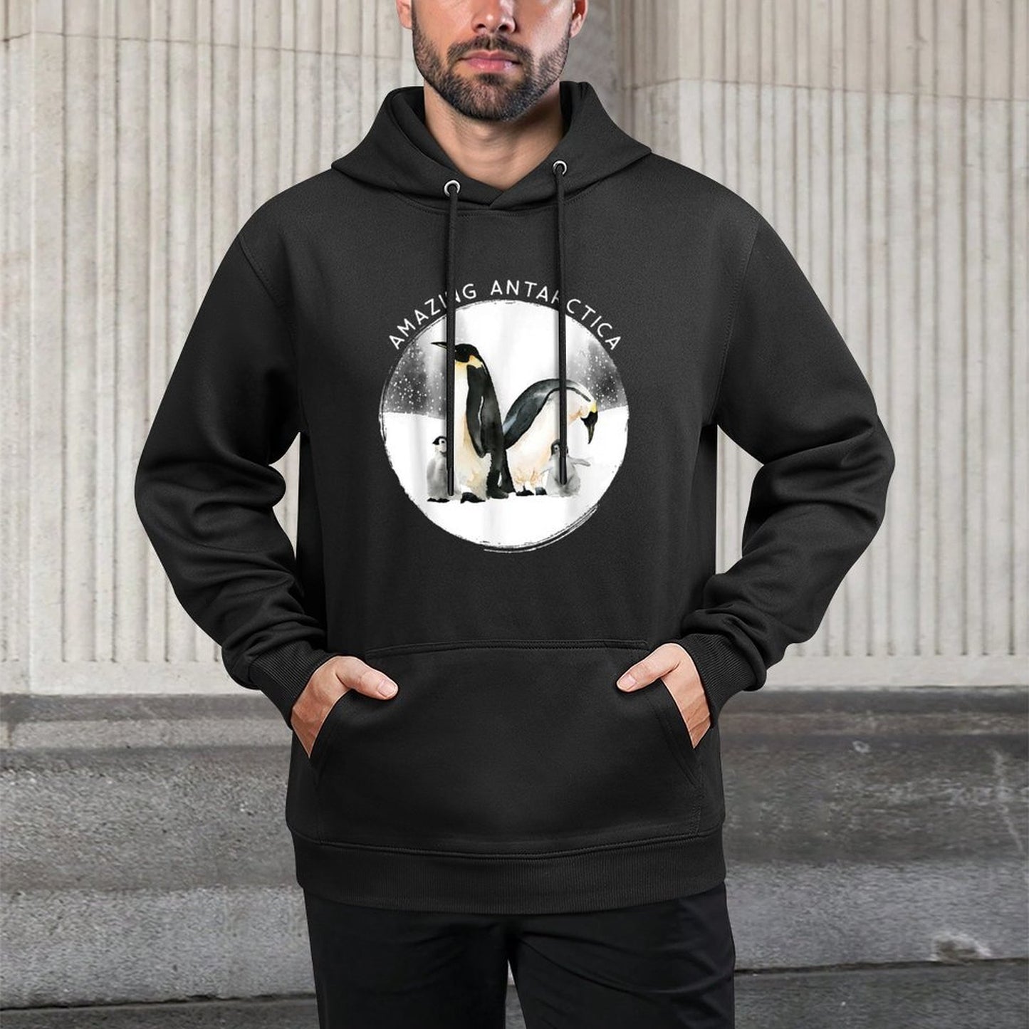 Watercolor Penguins Antarctica Unisex Design Hoodie