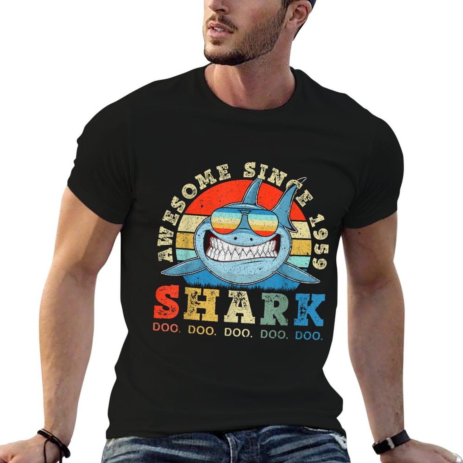 Shark Awesome 1959 60th Birthday Gifts 60 Years Old  Vintage-inspired T-Shirt