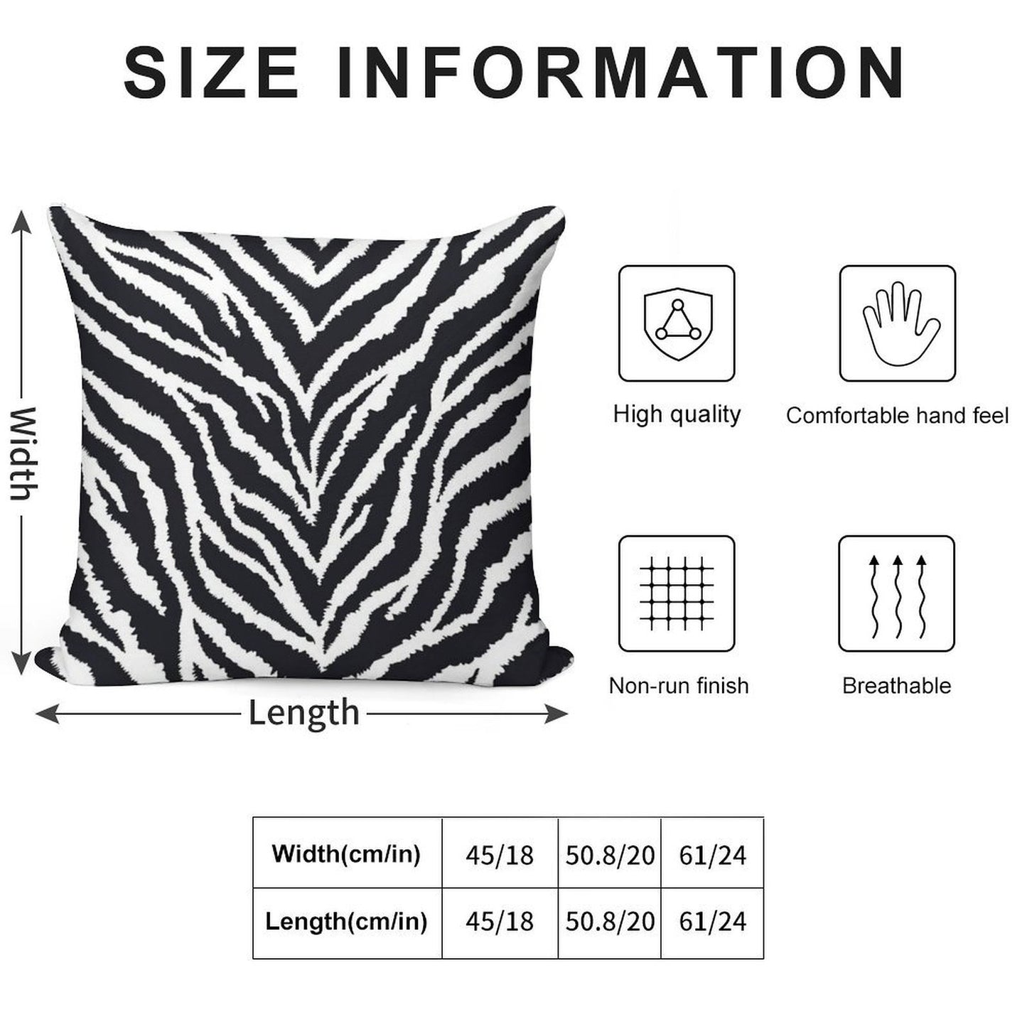 Zebra Fur Print Soft Gift Ready Throw Pillow