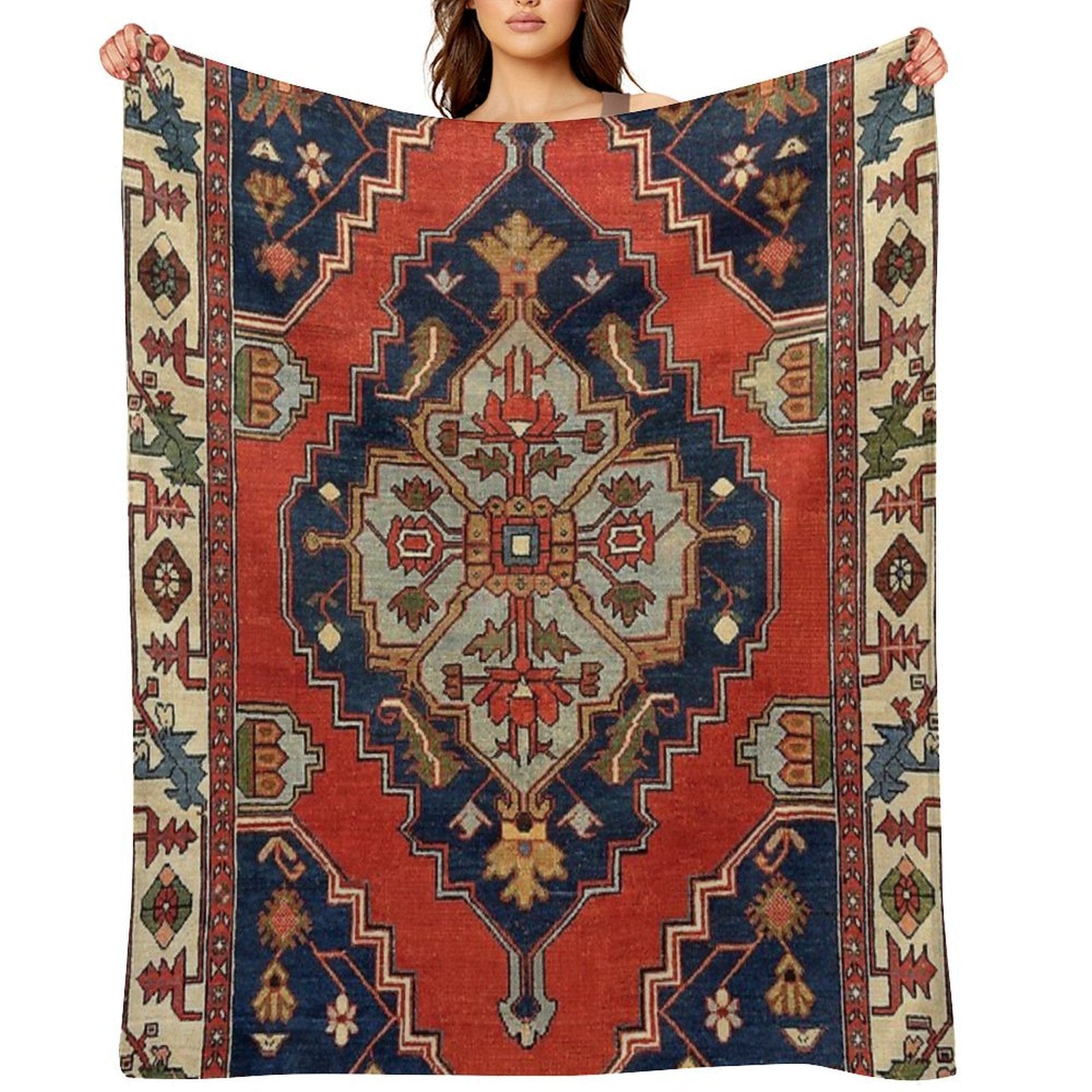 Antique Persian Bakshaish Oriental Carpet Print Shrink-resistant Throw Blanket