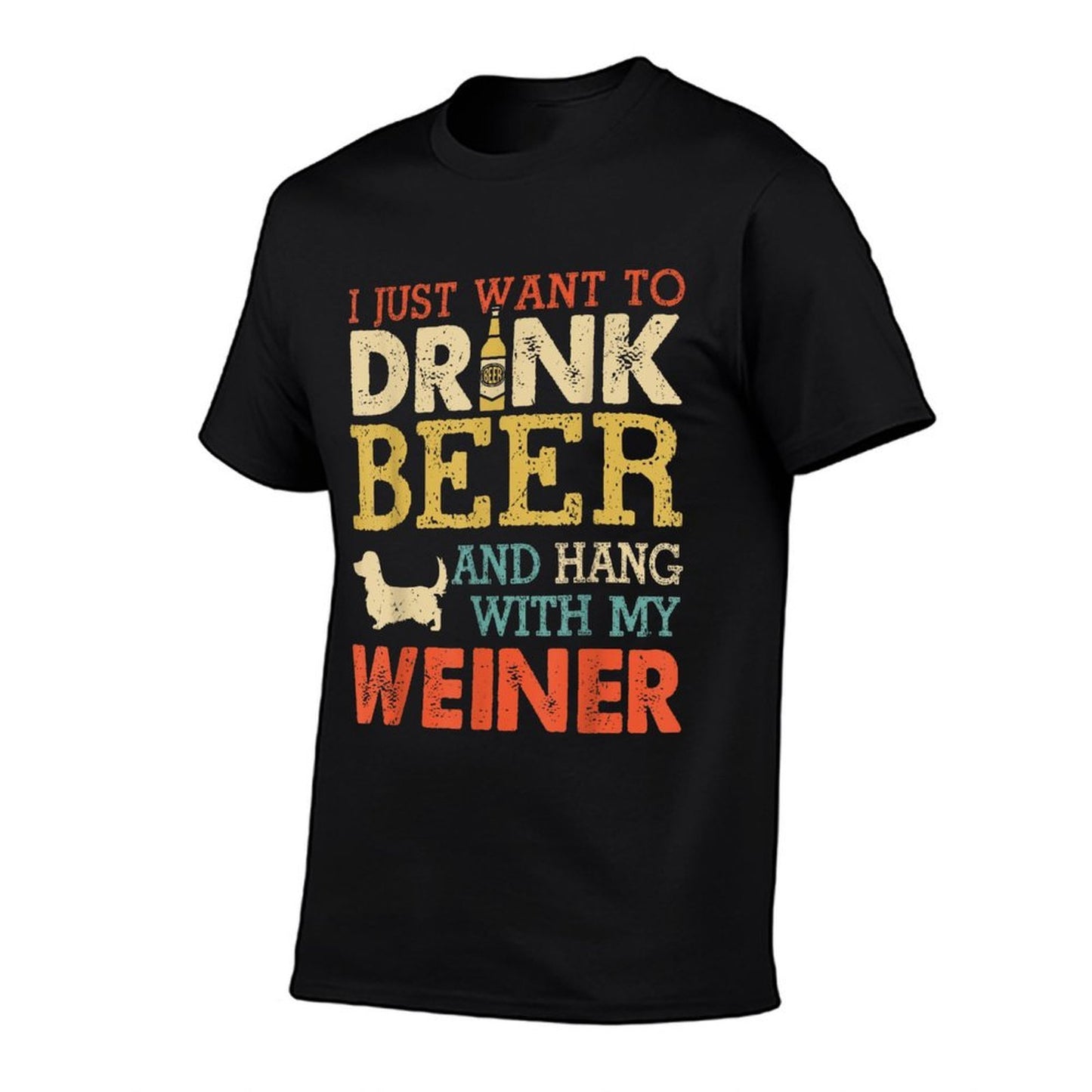 Weiner Dachshund Dad Drink Beer Hang With Dog Funny Vintage for Men Women Slim-fit Cut T-Shirt