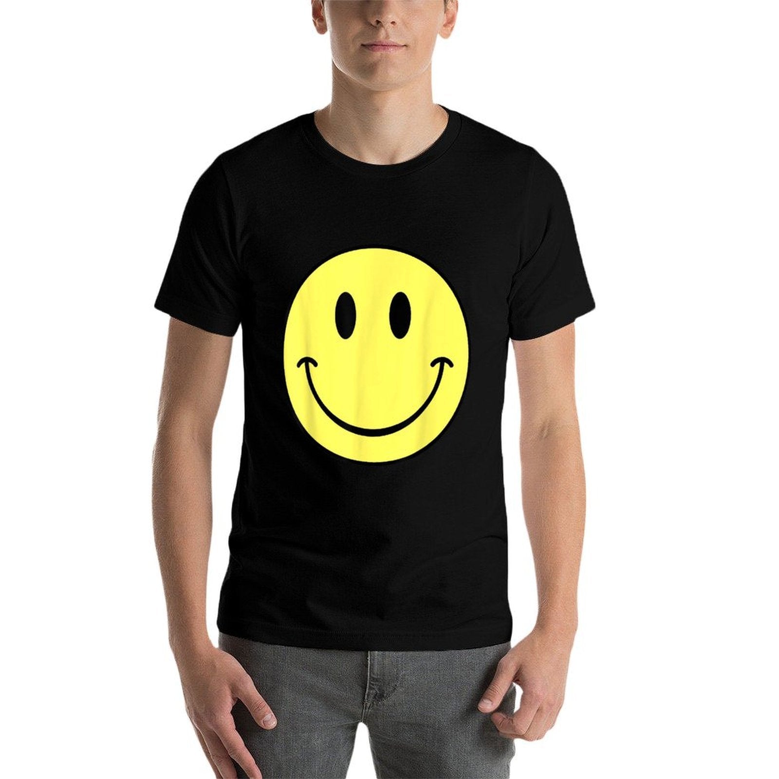 70s Yellow Smile Face Happy Cute Smiling Face Funny Retro  Durable T-Shirt