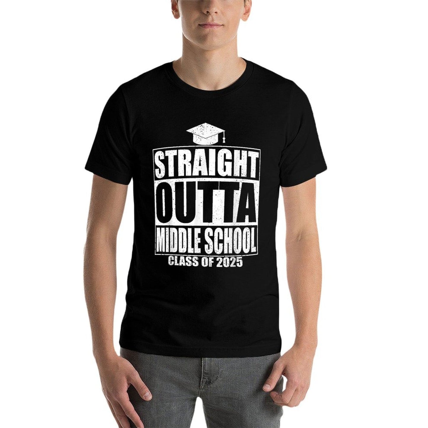 Straight Outta Middle School Graduation Gifts Class Of 2025 Cotton T-Shirt