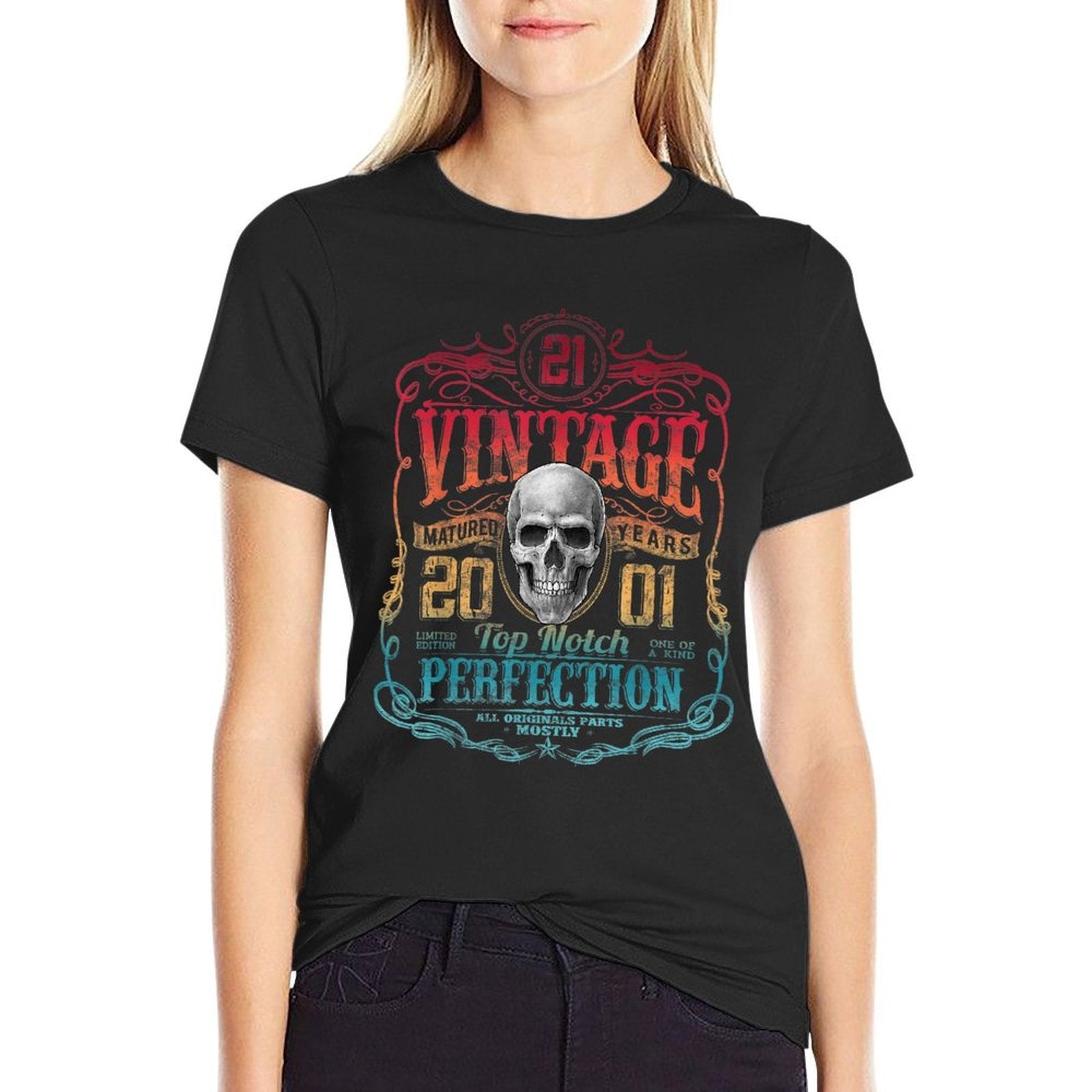 Vintage 2001 Limited Edition 2001 21 Years Old 21st Birthday  Rolled Sleeves T-Shirt