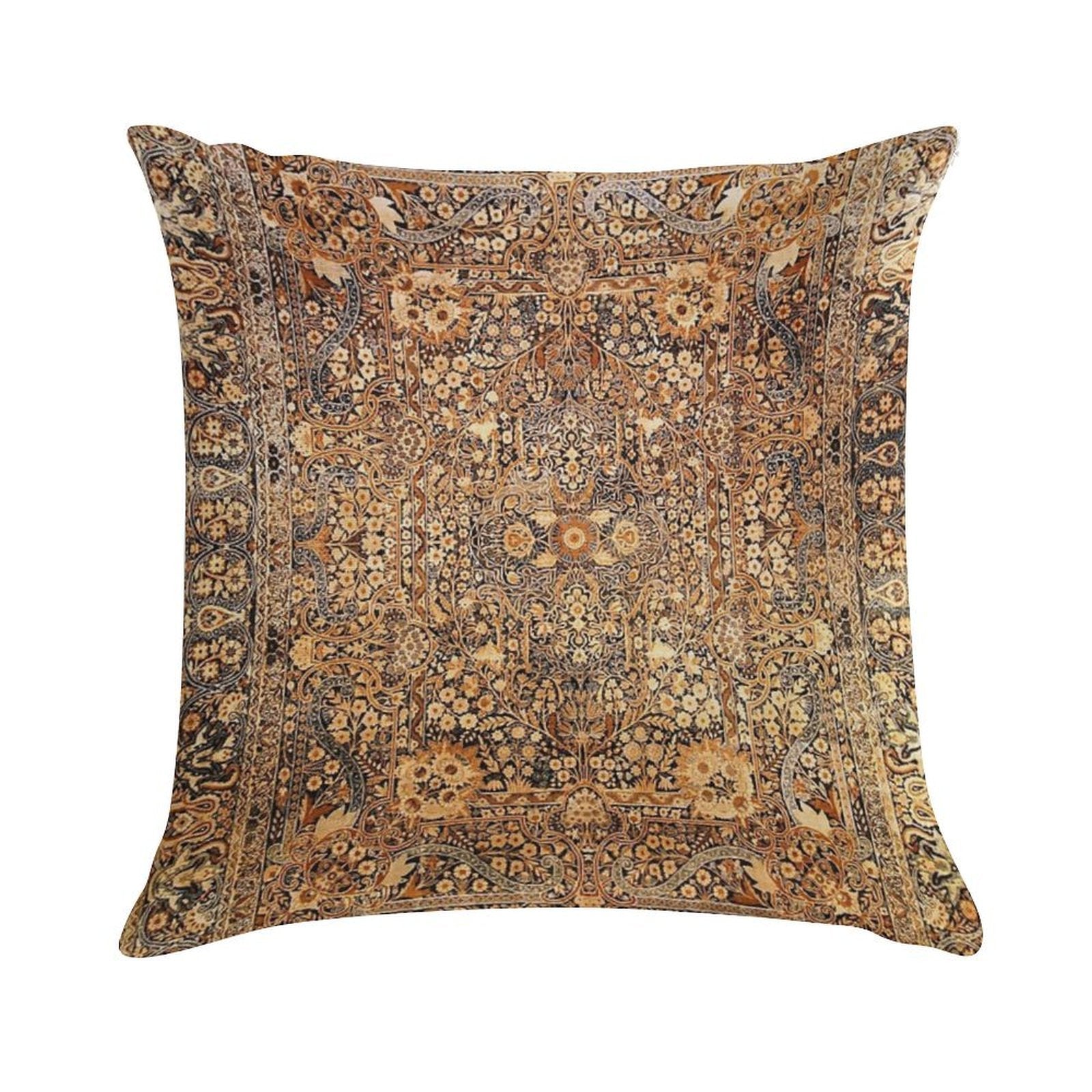 Antique Persian Kirman Rug Print Soft Warmth Comfort Throw Pillow