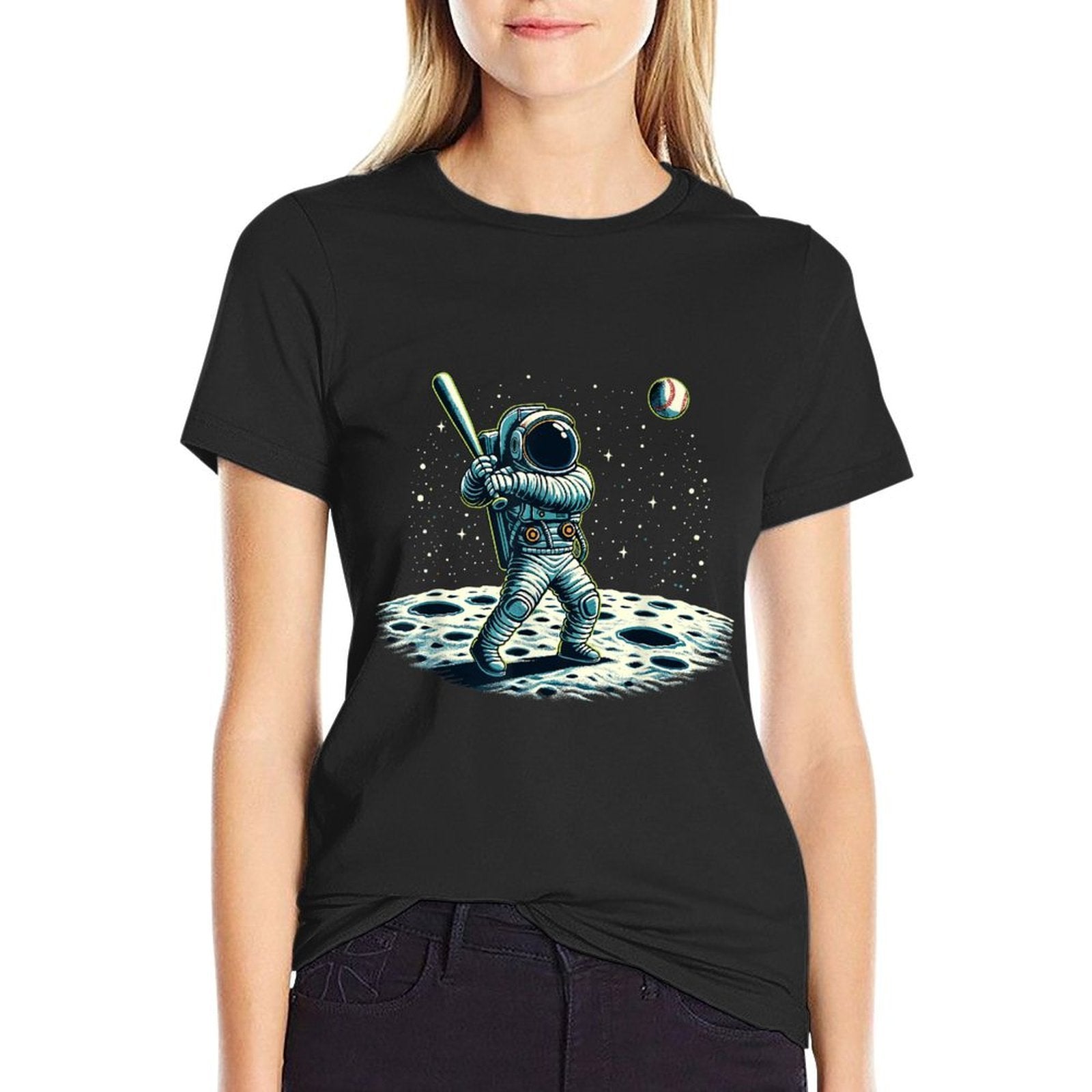 Baseball Novelty Astronaut Men Women Kids Funny Baseball  Trendy Pattern T-Shirt