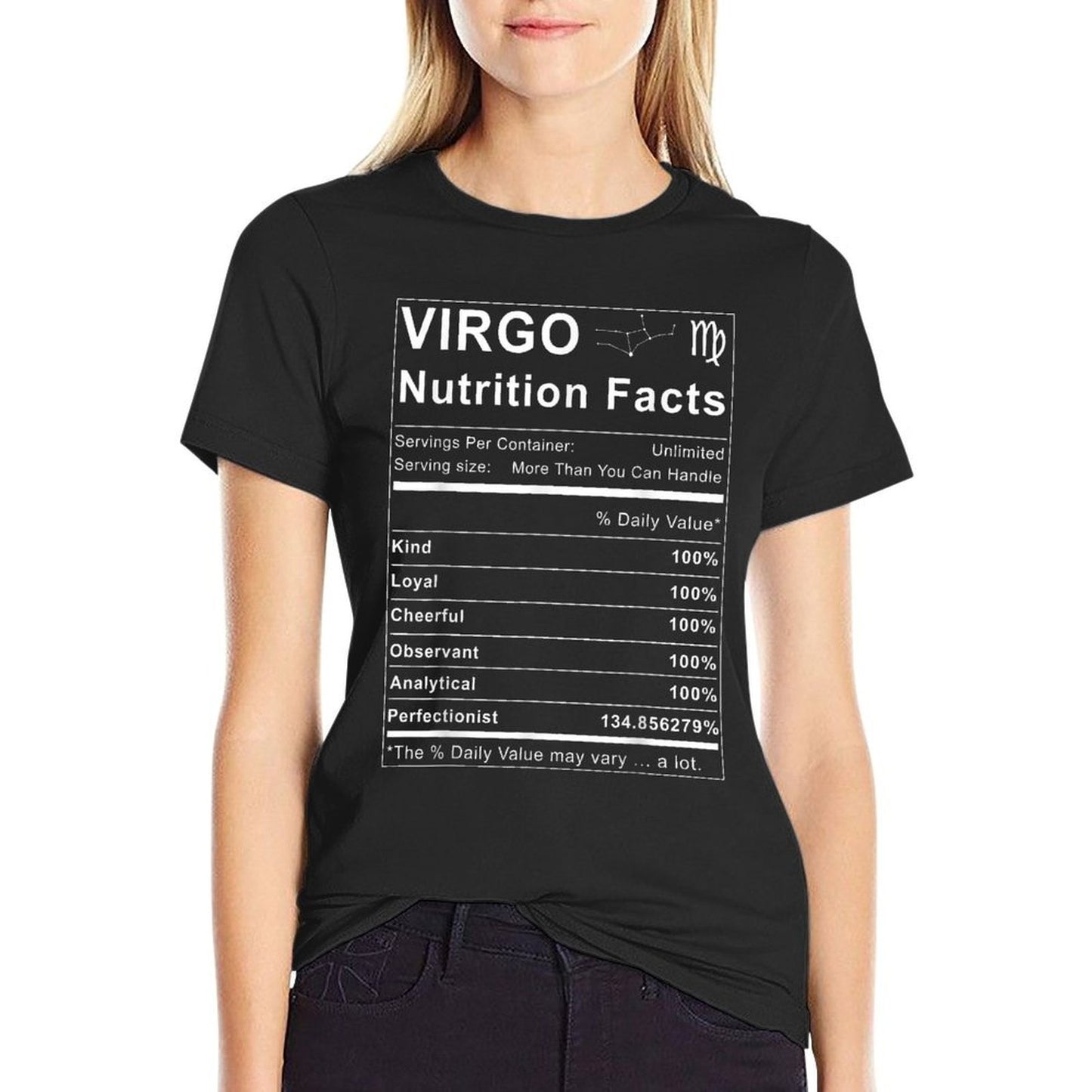 Virgo Nutrition Facts Zodiac Sign Birthday Gift Fade-proof Color T-Shirt