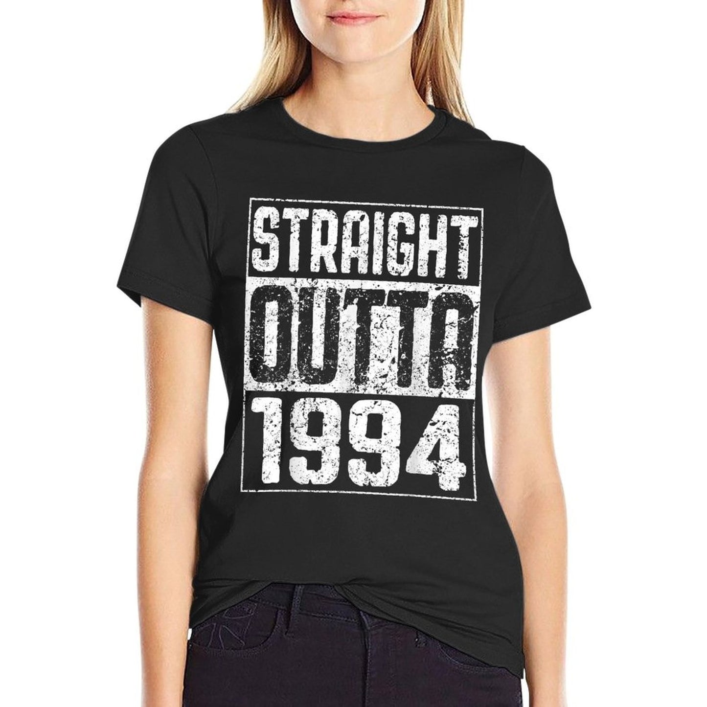 Straight Outta 1994 30th Birthday Ribbed Collar T-Shirt