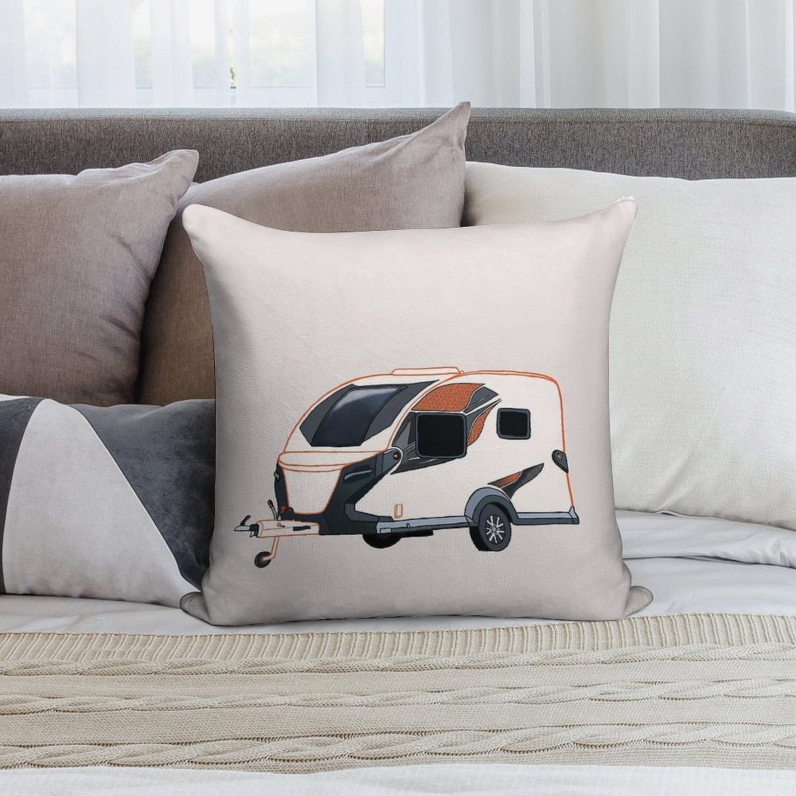 BASE CAMP Caravan with Honeycomb Pattern Soft Warmth Comfort Throw Pillow