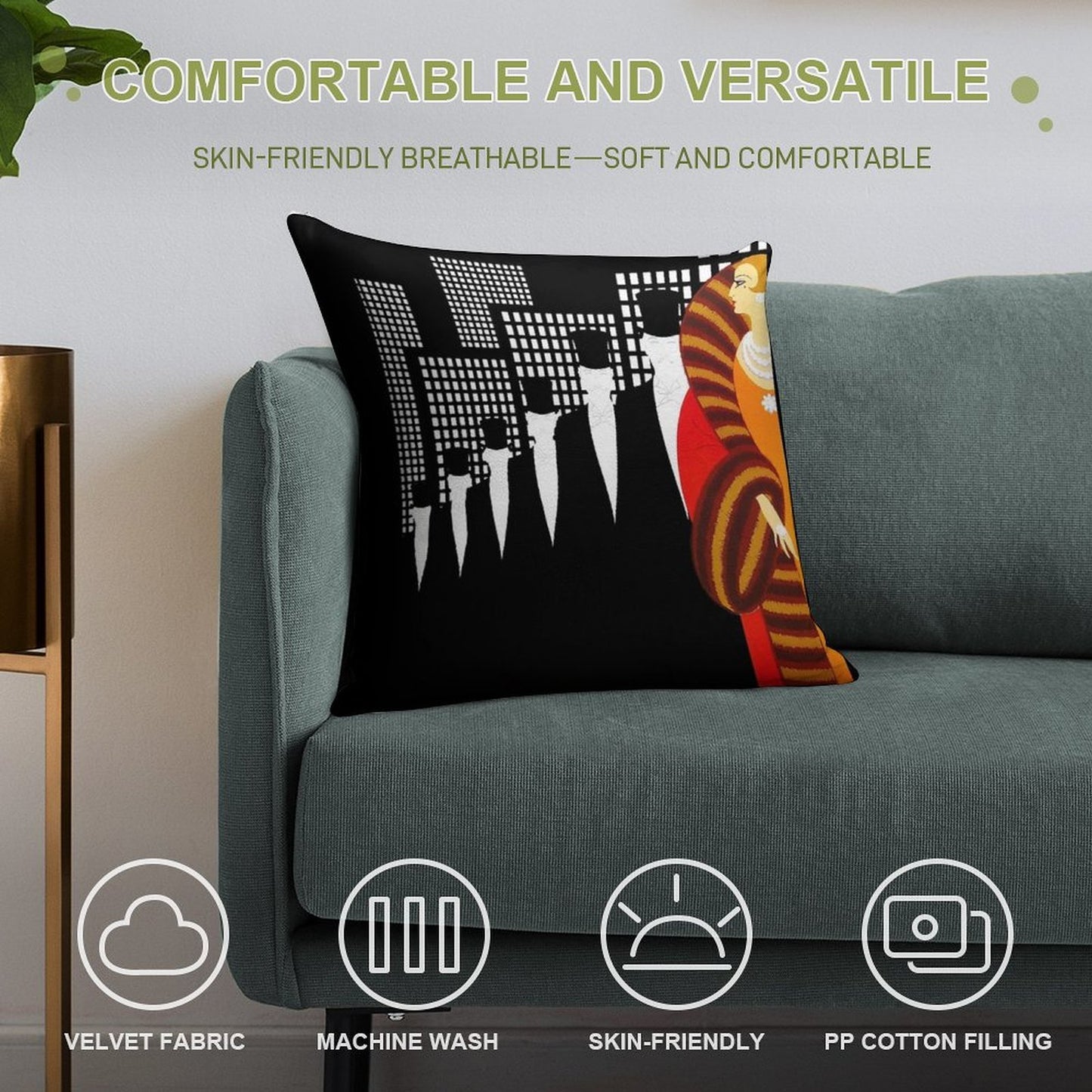 Sophisticated Art Deco Cosmopolitan Fashion Art Soft Ultra-Soft Texture Throw Pillow