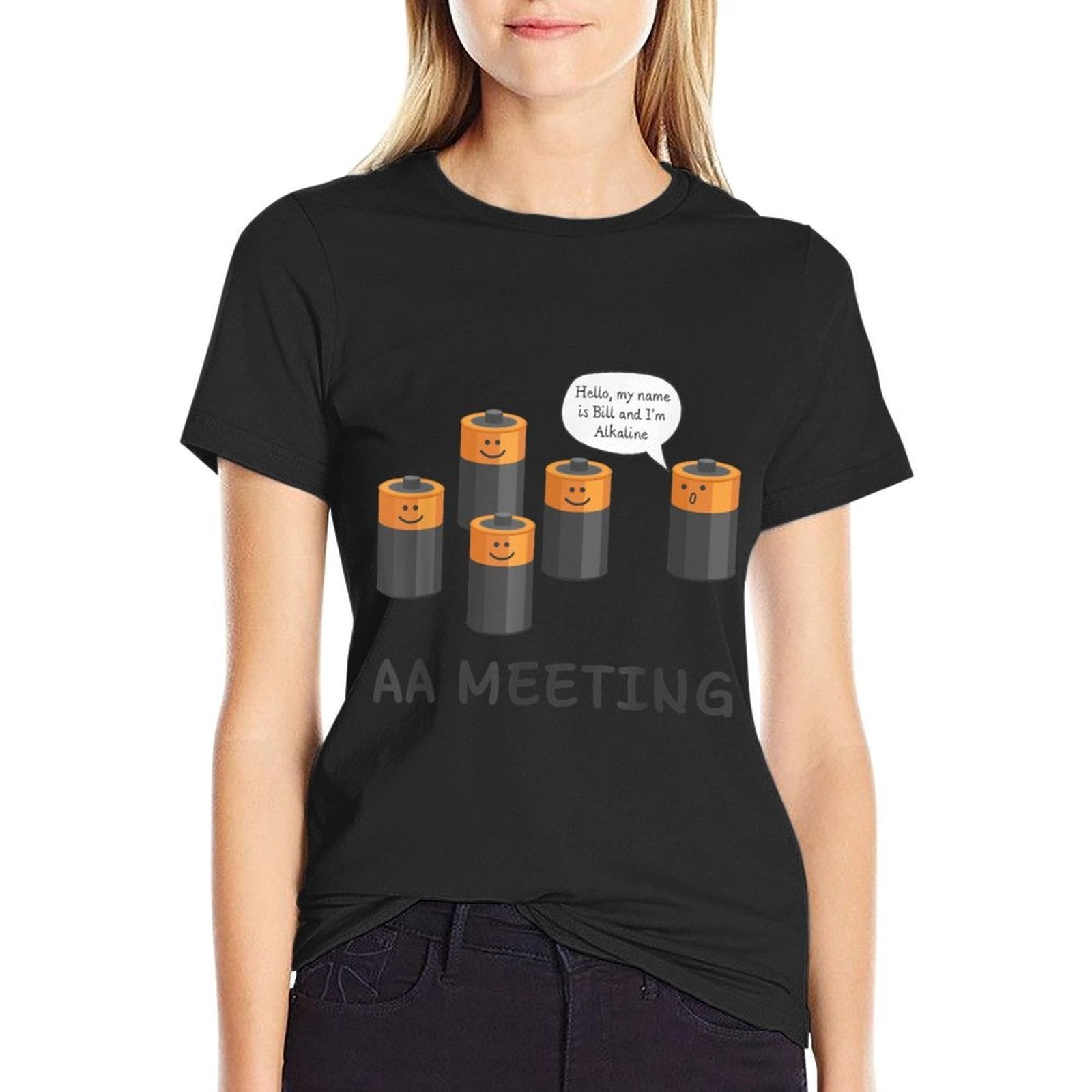 AA Meeting Cute Battery Funny Sarcastic Humor  Durable T-Shirt