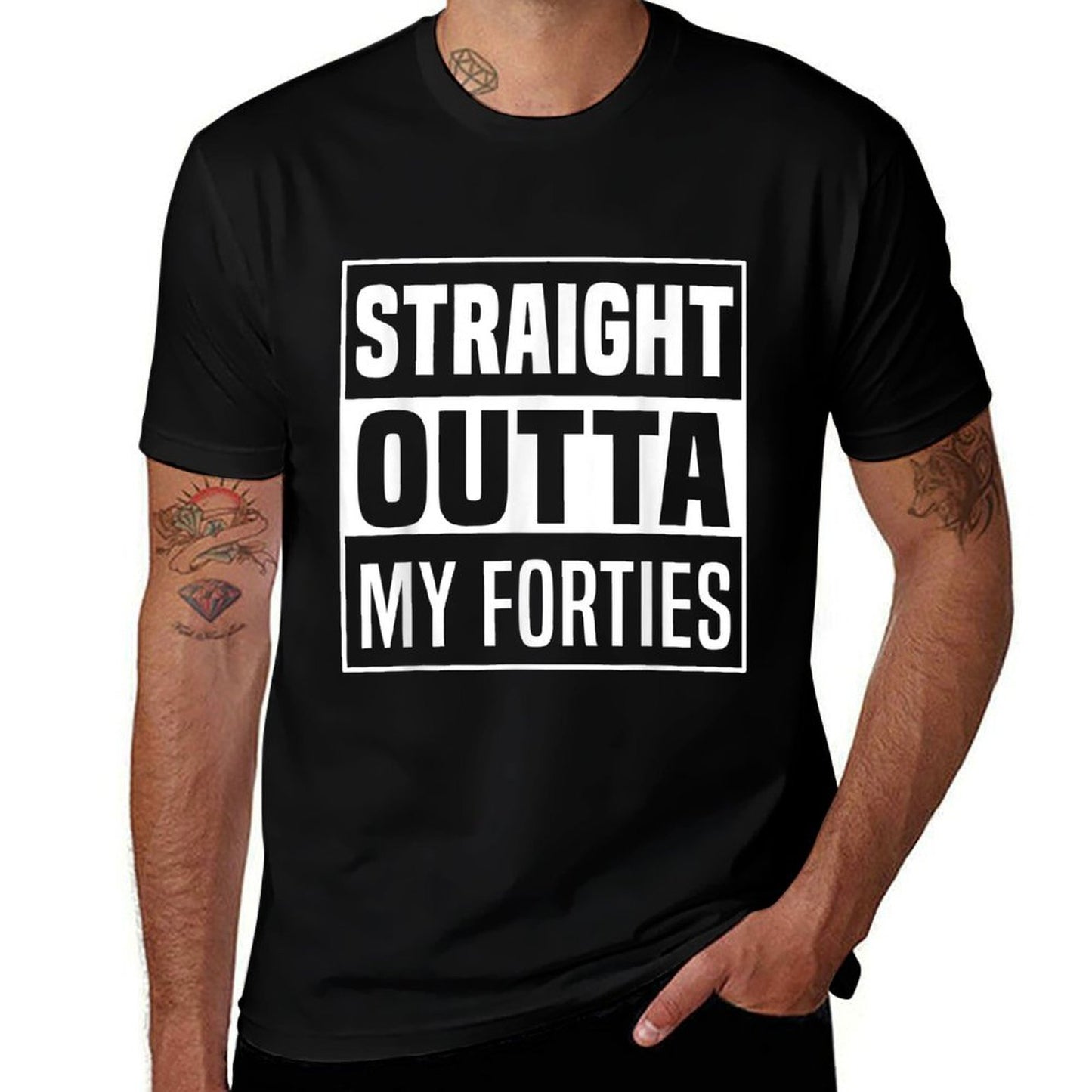 Straight Outta My Forties 50 Years Funny 50th Birthday Gift Moisture-wicking T-Shirt