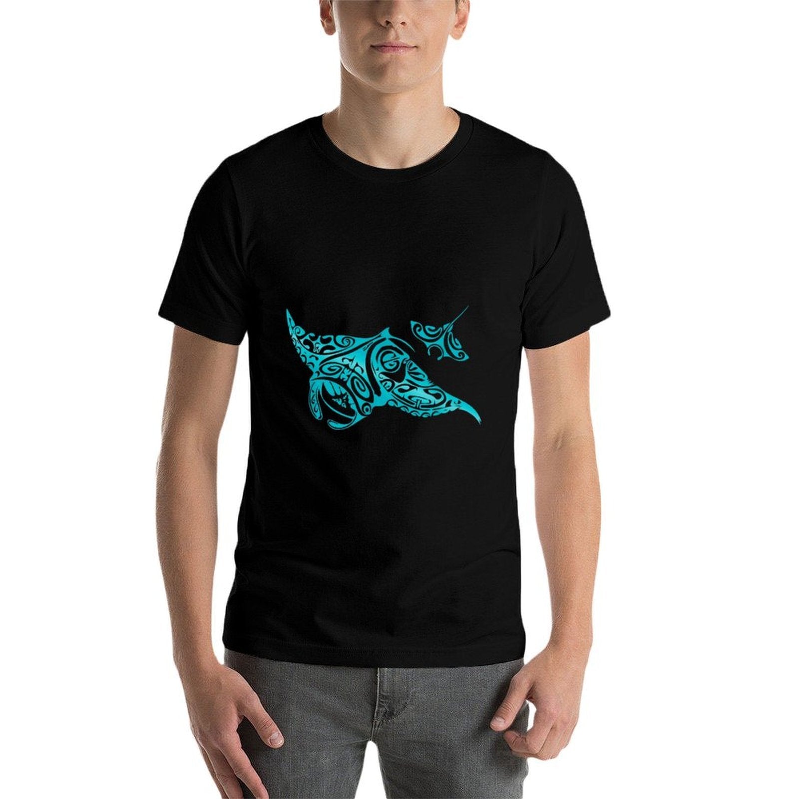 Hawaii Tribal Manta Ray Hawaiian Shark Lover  Oversized Silhouette T-Shirt