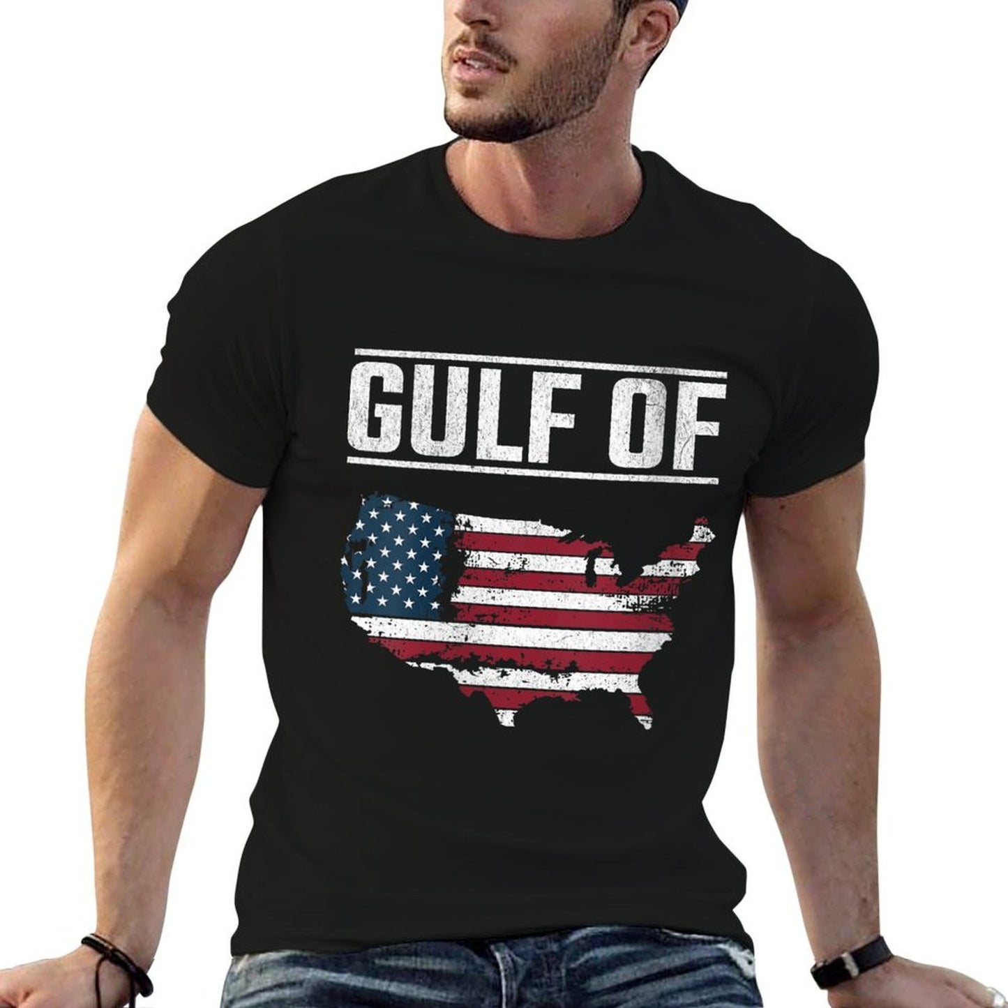 Womens Gulf of United States of America USA Rolled Sleeves T-Shirt