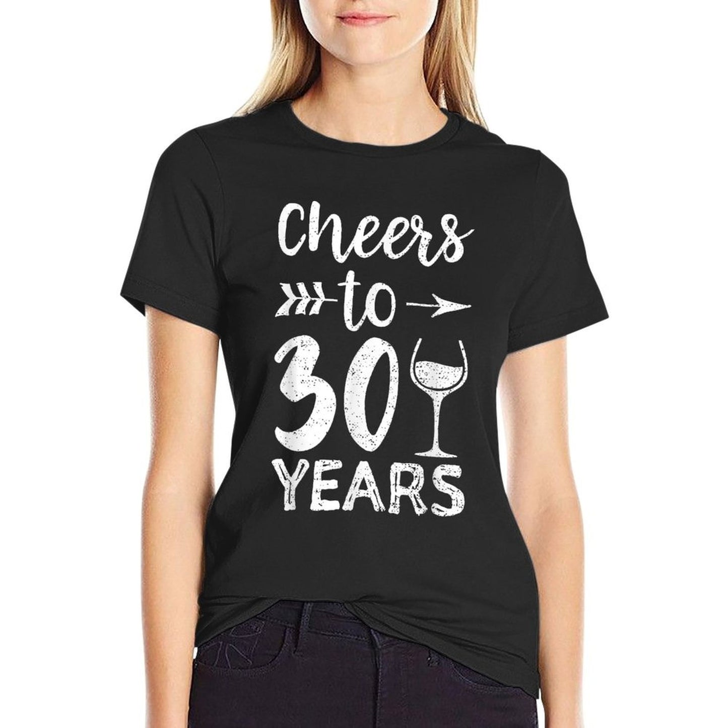 Wine Lover Cheers To 30 Years 30th Birthday Comfortable T-Shirt