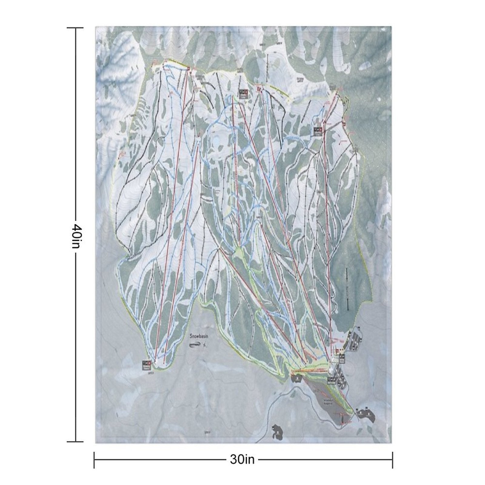 Snowbasin Resort Trail Map Comfort Throw Blanket
